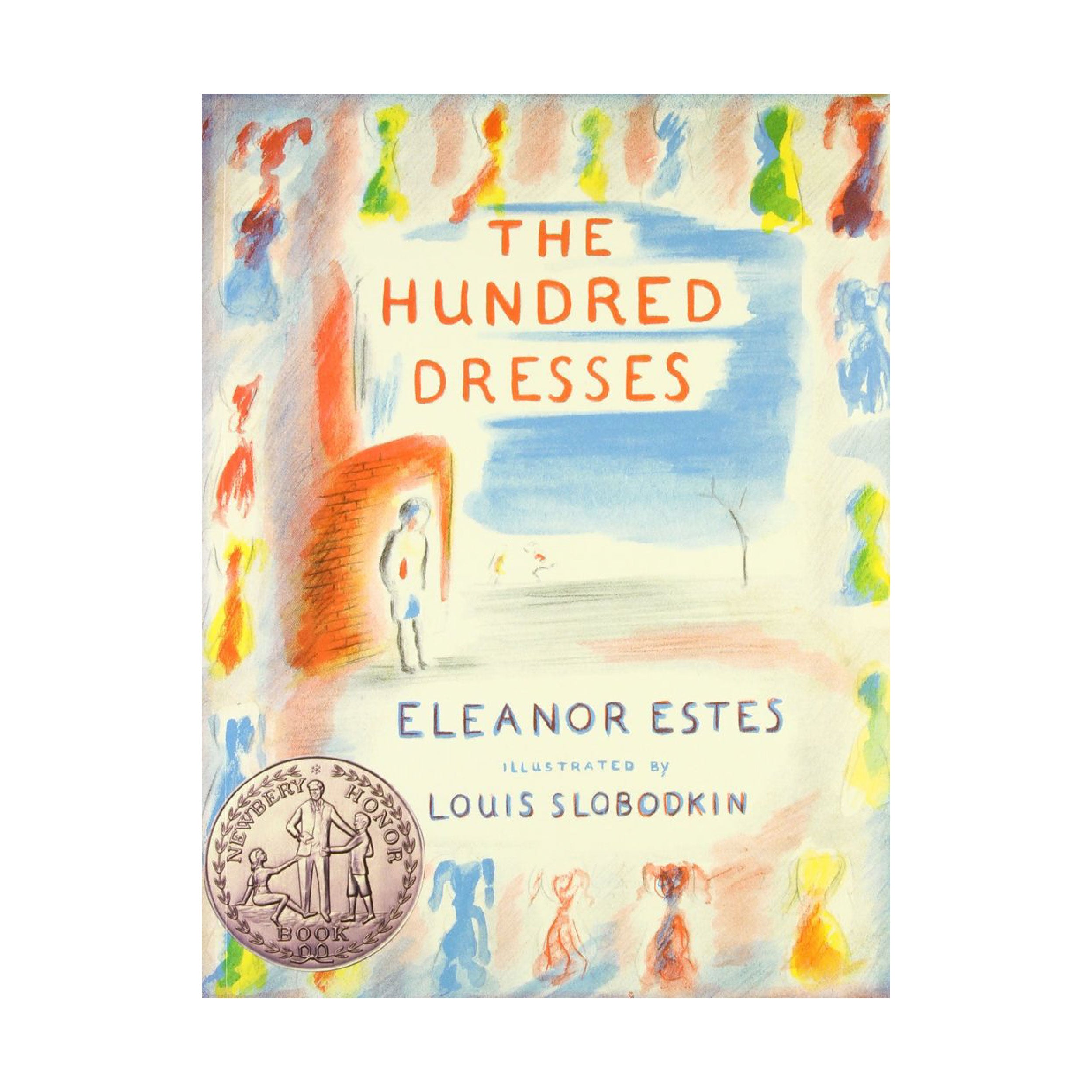 An abstract illustration of colorful dresses and a person standing against an orange brick wall | The Good and the Beautiful