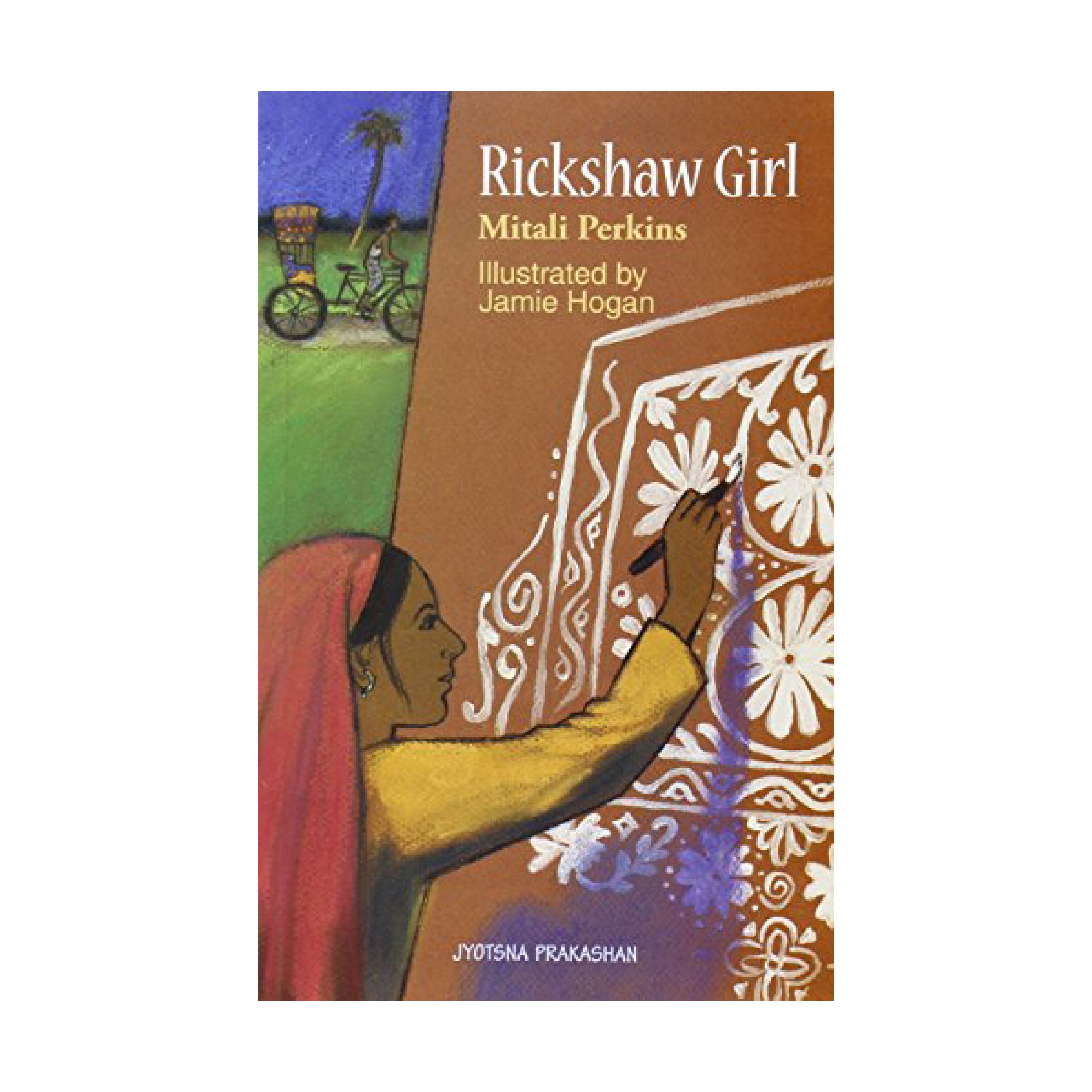 An illustrated book cover of a young girl painting a white design on a brown wall at night while a boy on a bike passes by in the background | The Good and the Beautiful