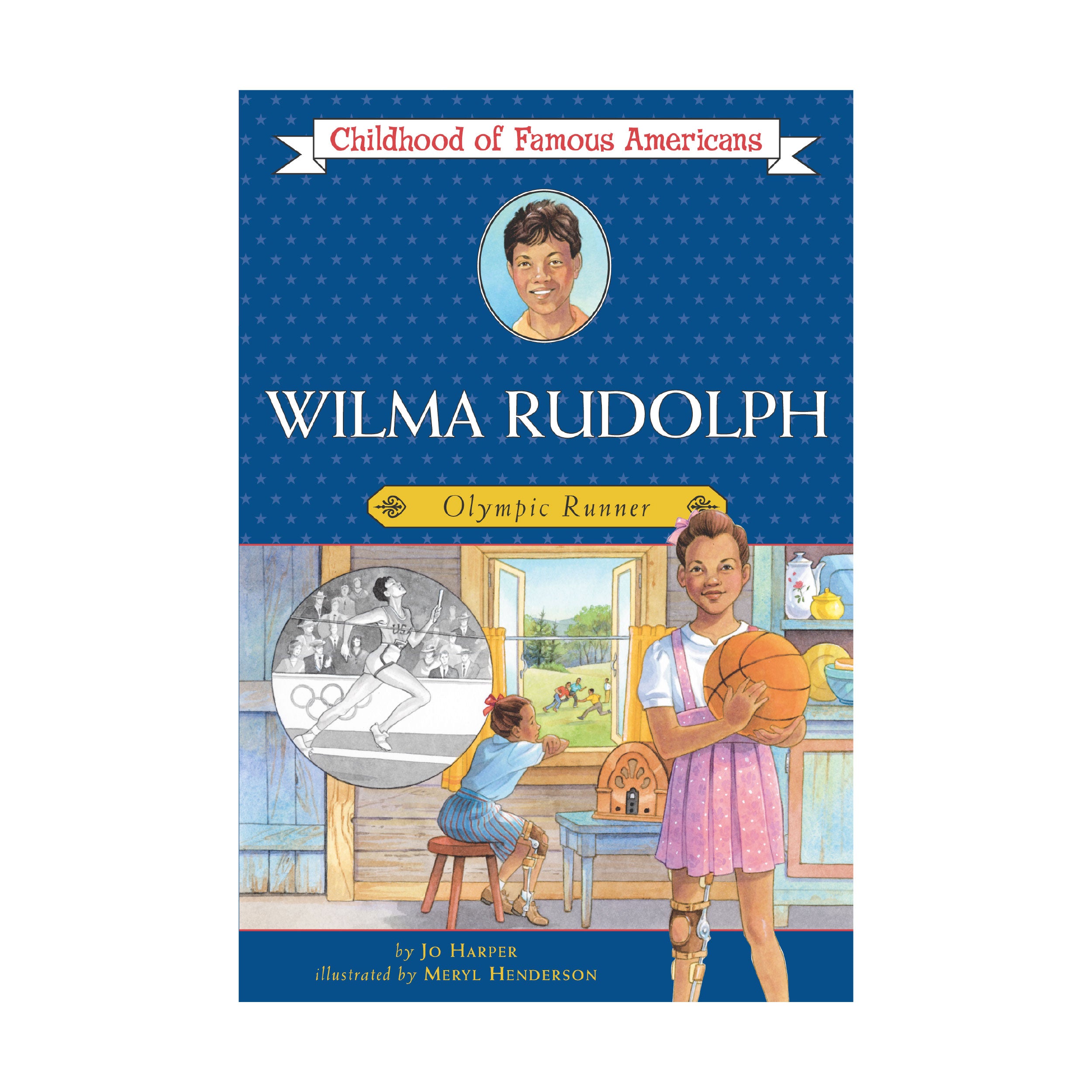 An illustrated book cover of a young girl holding a basketball with a prosthetic leg and in the background, she is sitting on a stool looking outside at other children running around | The Good and the Beautiful