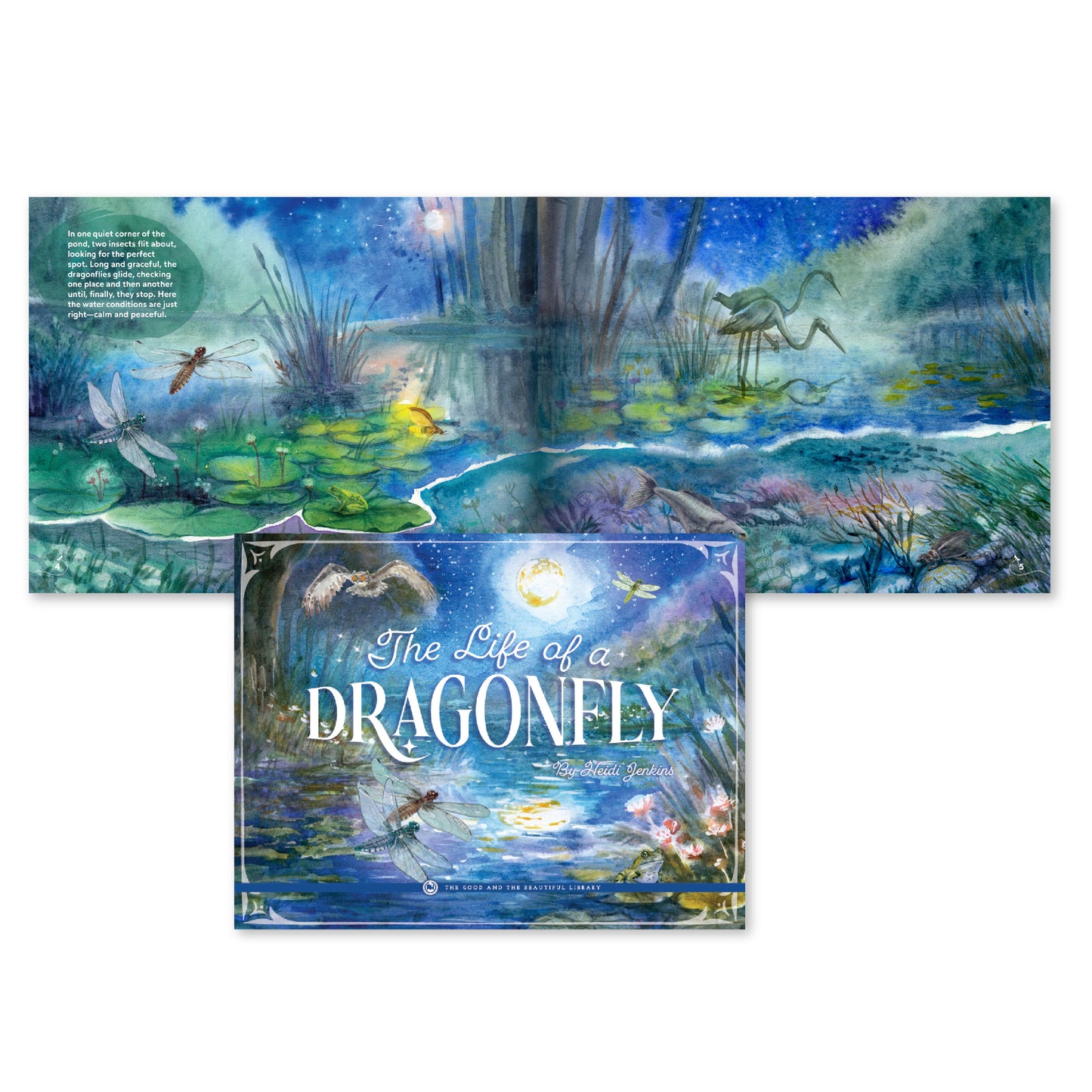 The cover of the book "The Life of a Dragonfly" by Heidi Jenkins and a preview of the inside pages | The Good and the Beautiful