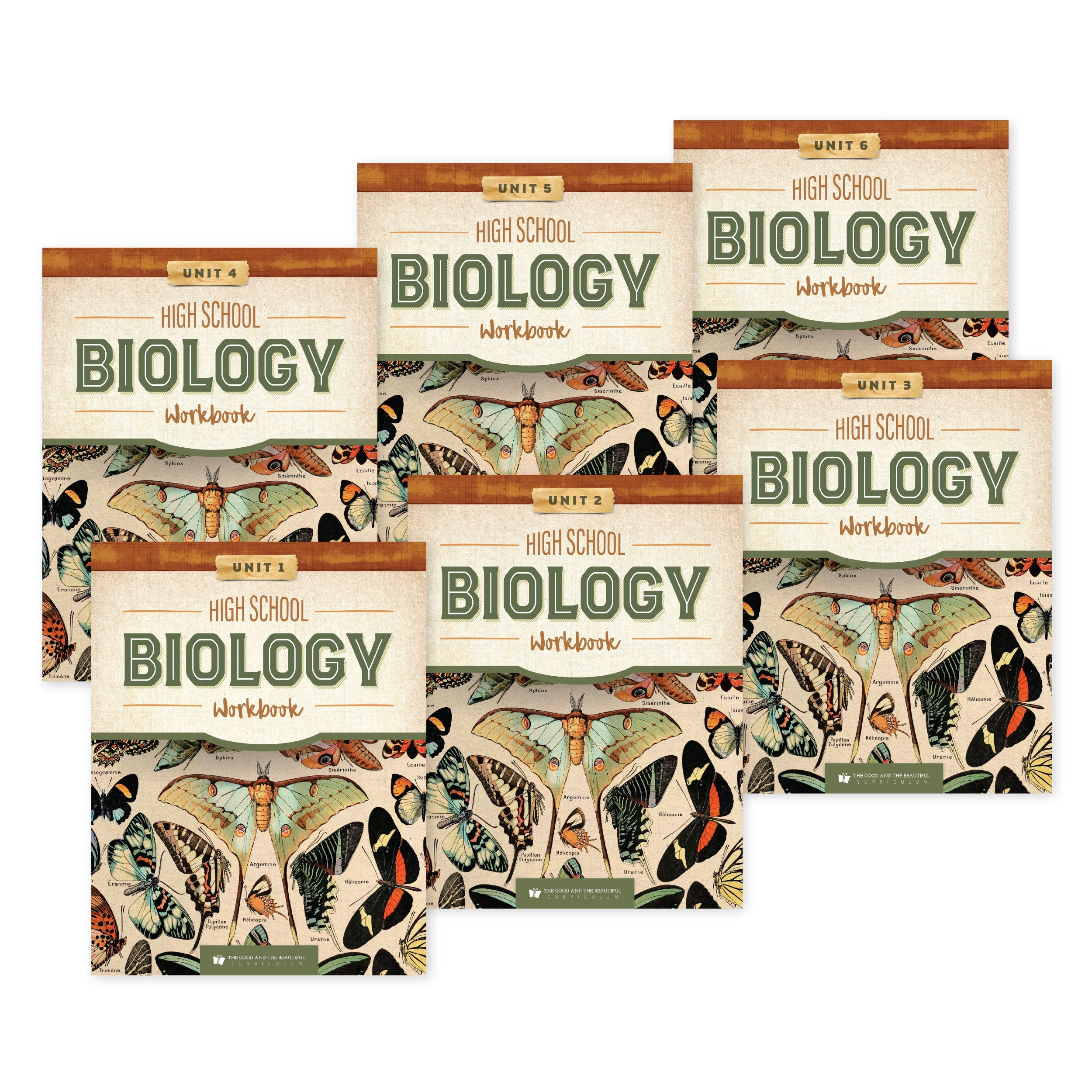 A collage of The Good and the Beautiful High School Biology unit workbooks | The Good and the Beautiful