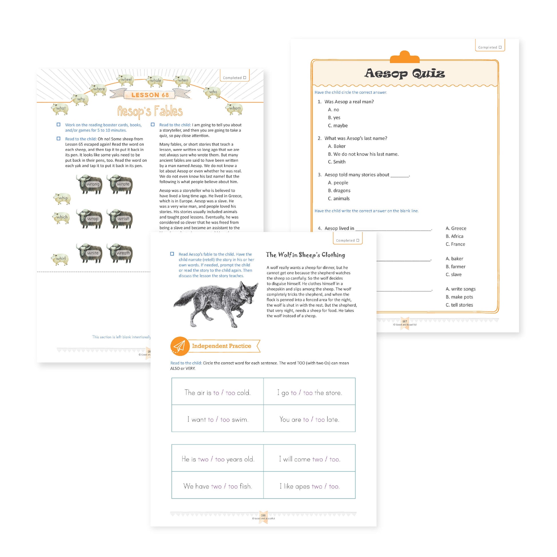 Language Arts Level 1 Lesson Page | The Good and the Beautiful