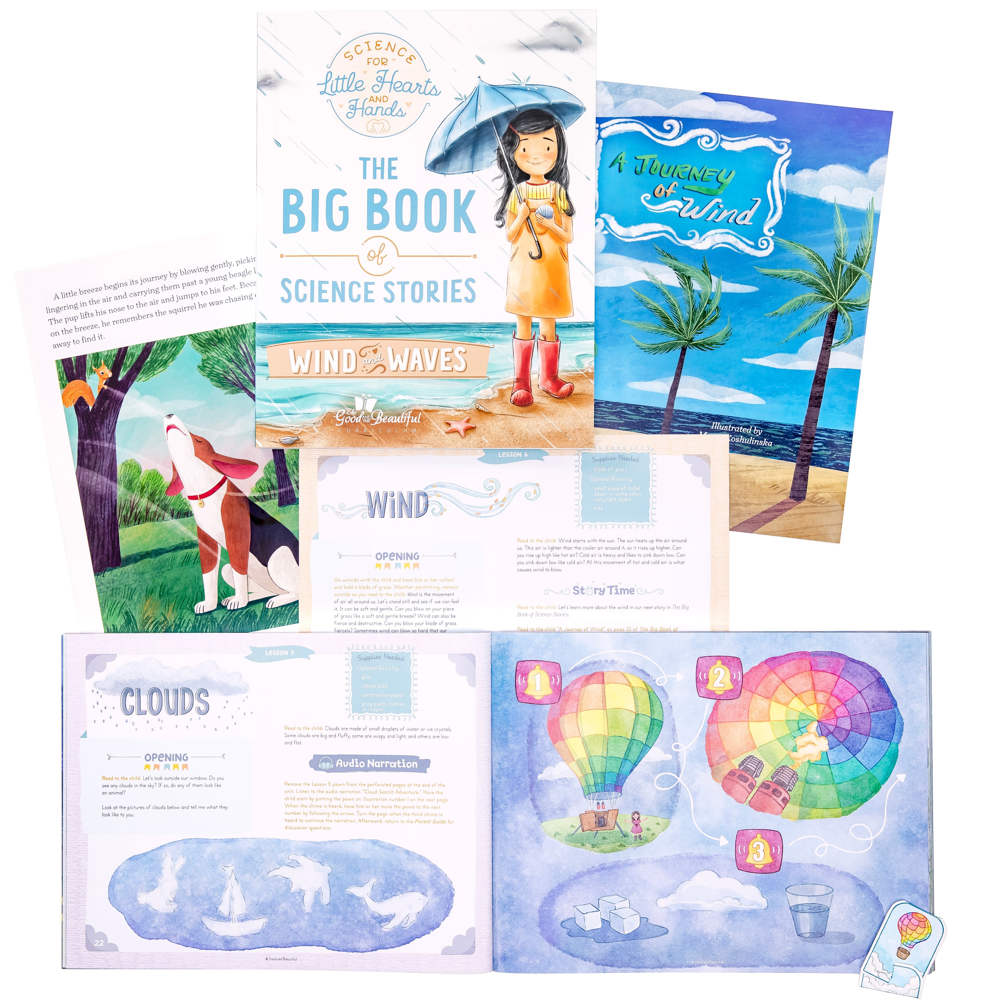 A collage of pages from the Science for Little Hearts and Hands Wind and Waves course | The Good and the Beautiful