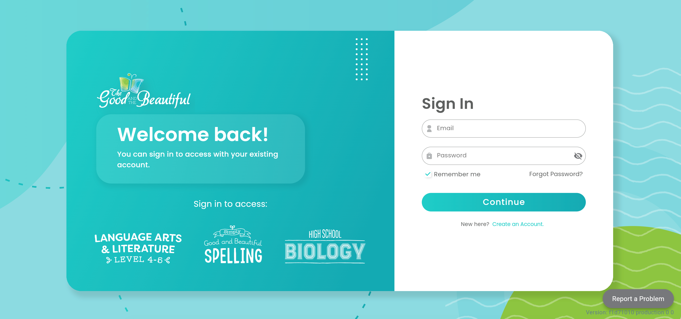 A screenshot of the sign in page to access online course materials | The Good and the Beautiful