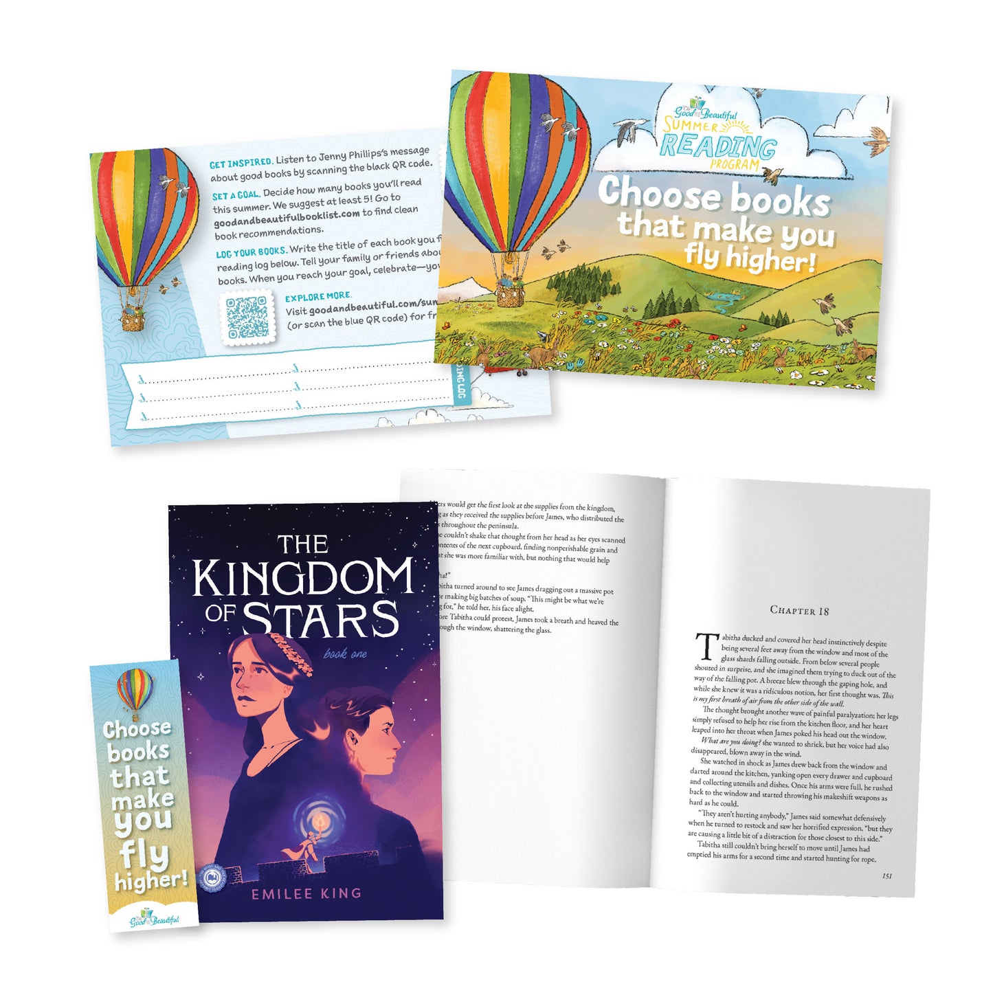 A collage of materials for the Summer Reading Program and the book "The Kingdom of Stars" | The Good and the Beautiful