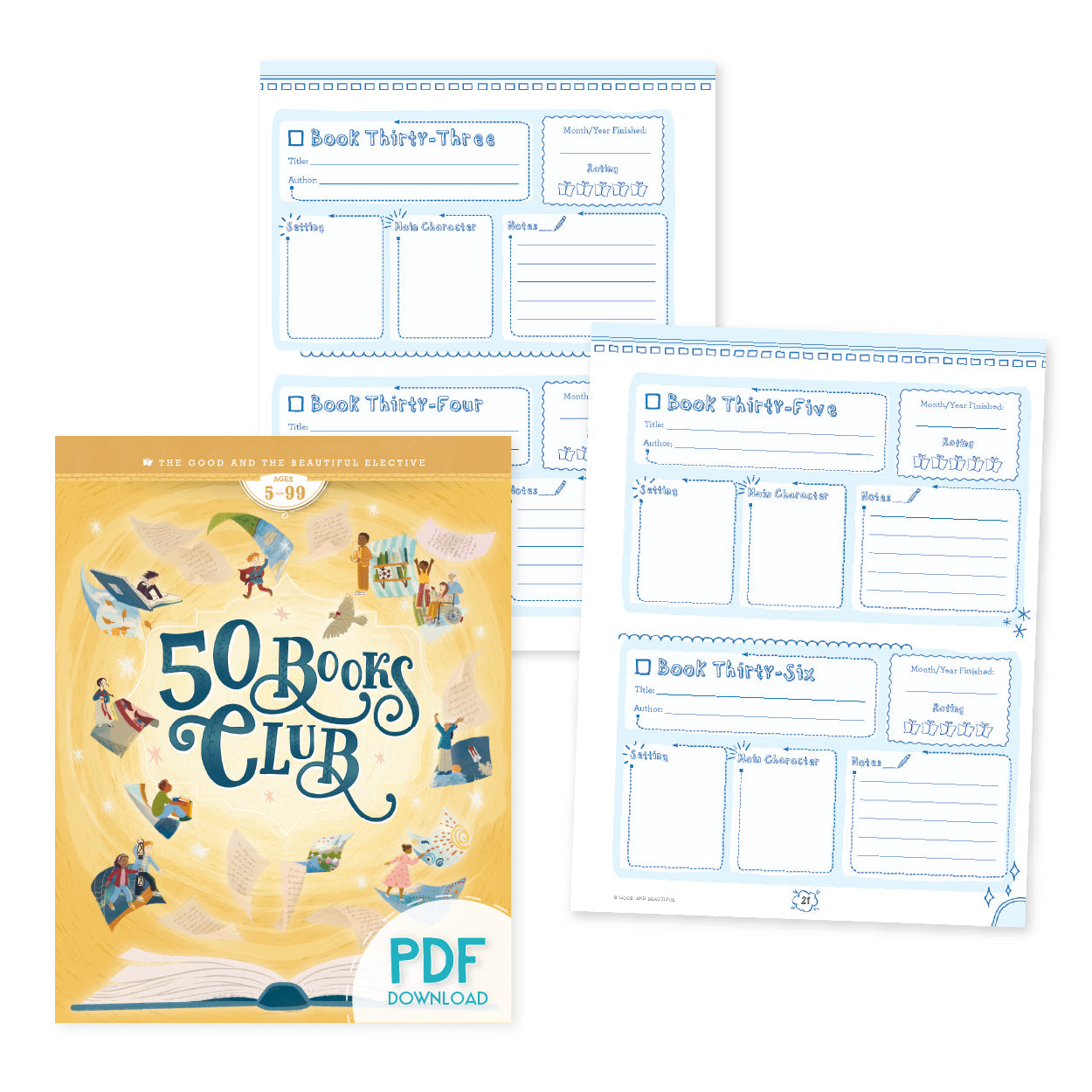 PDF Download of the 50 Books Club elective course with pages from the book | The Good and the Beautiful