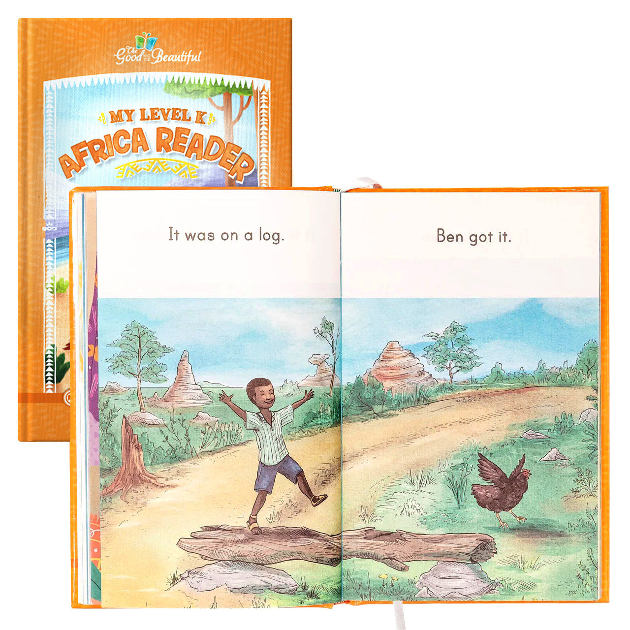 The book My Level K Africa Reader with a look at two inside pages | The Good and the Beautiful
