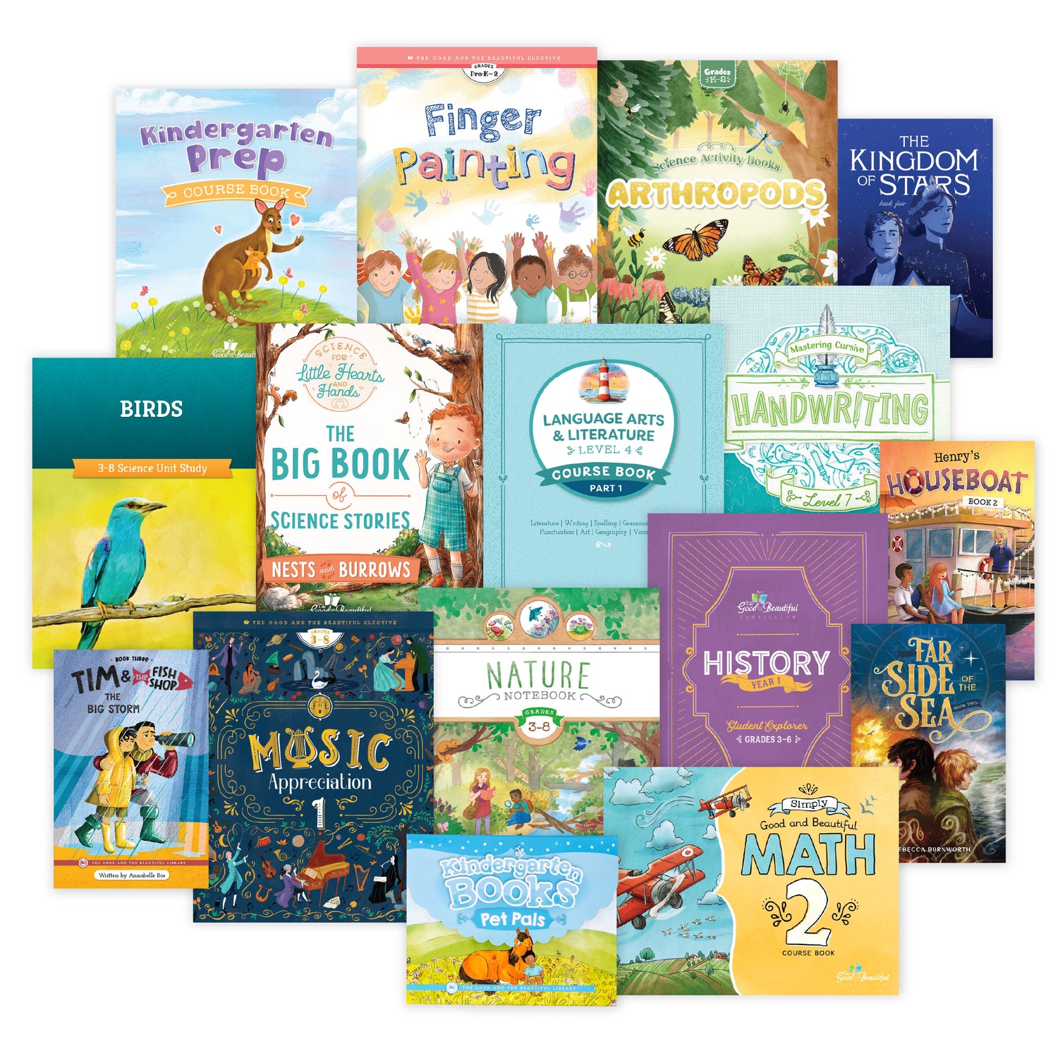A collage of course books from all subjects | The Good and the Beautiful