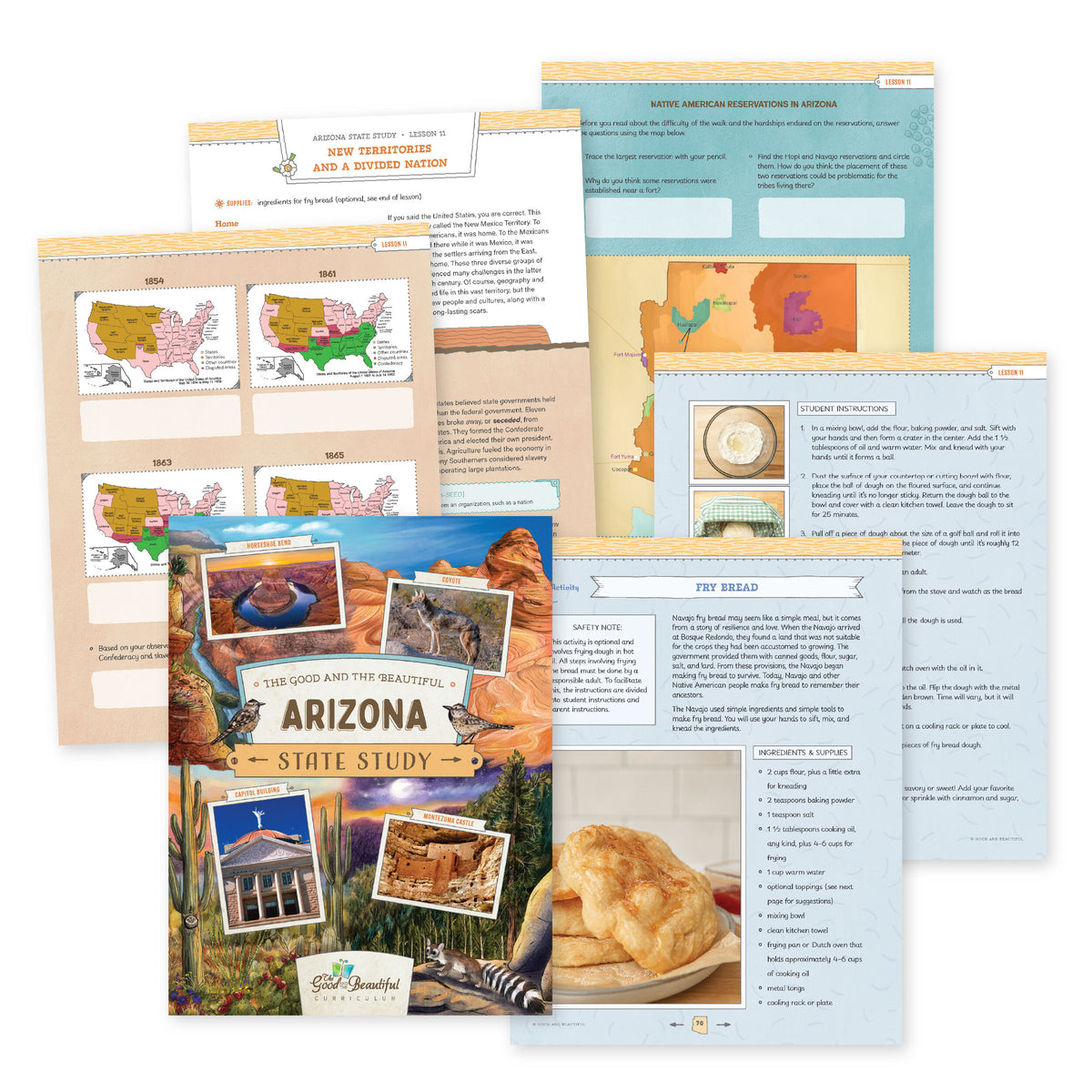 A collage of the Arizona State Study materials | The Good and the Beautiful
