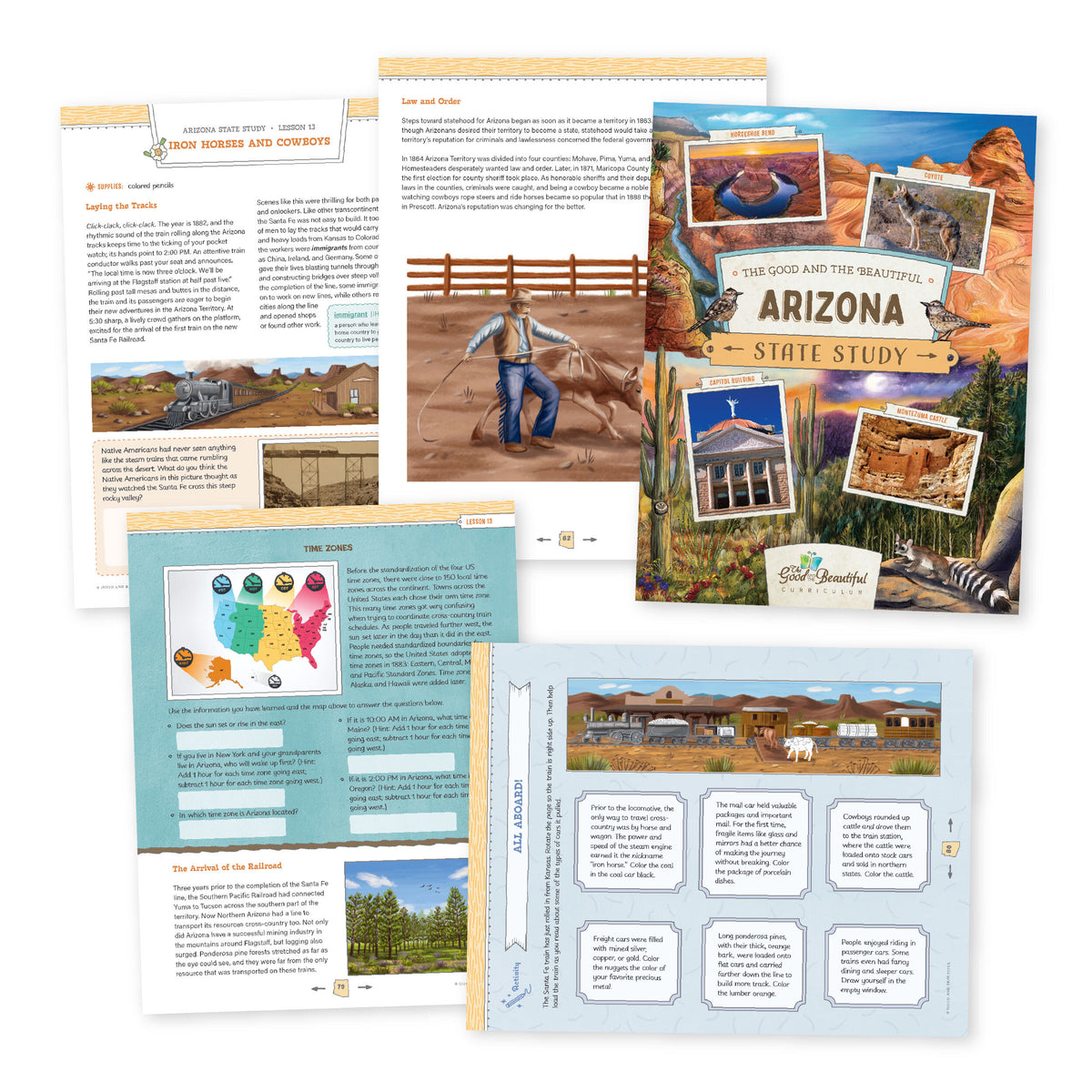 A collage of the Arizona State Study materials | The Good and the Beautiful