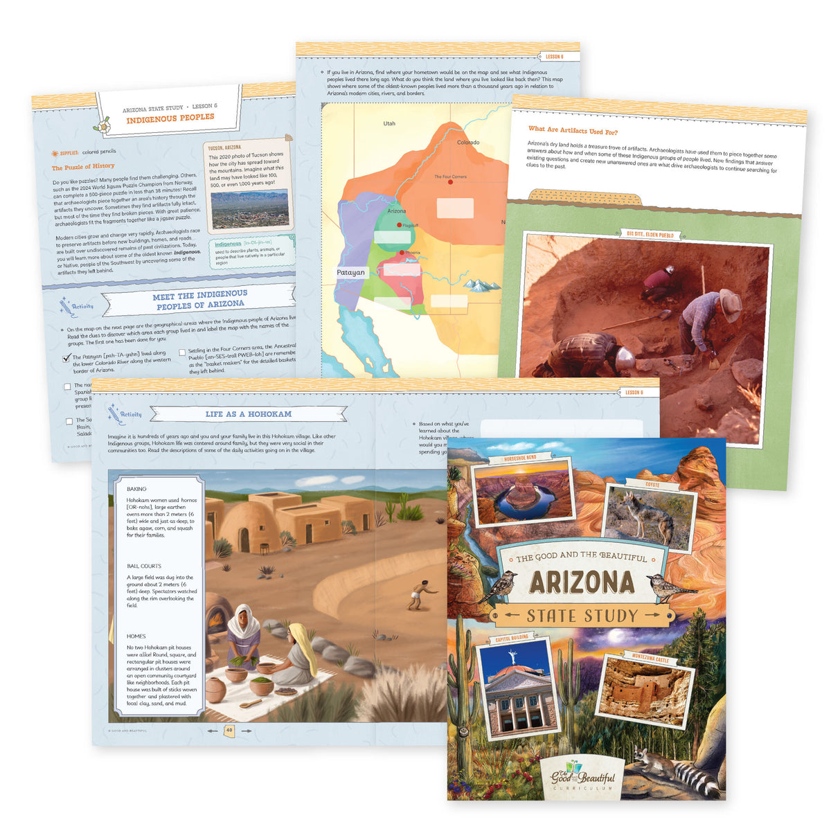 A collage of Arizona State Study course materials | The Good and the Beautiful