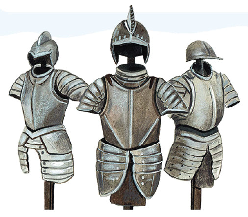 An illustration of three sets of armor | The Good and the Beautiful