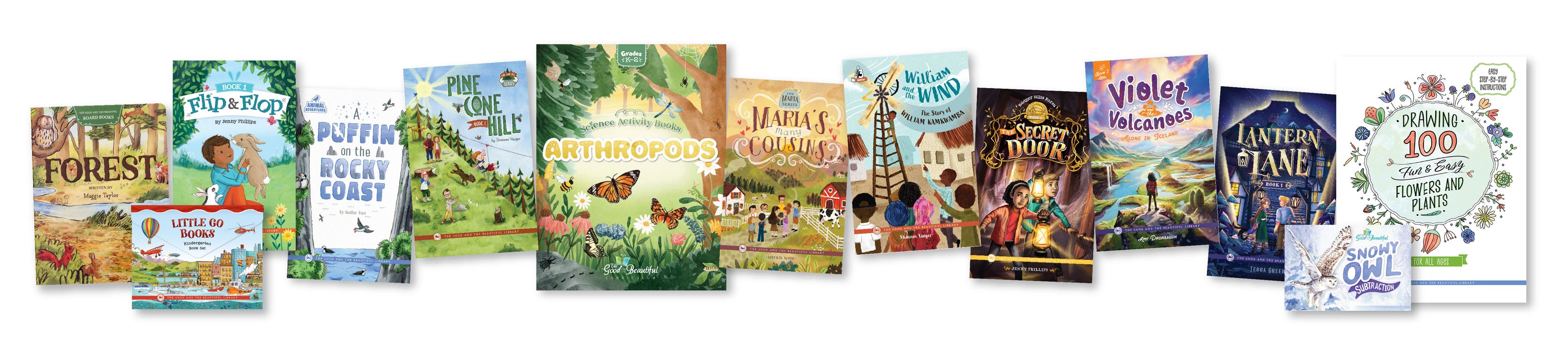 Bookshop books in a line | The Good and the Beautiful