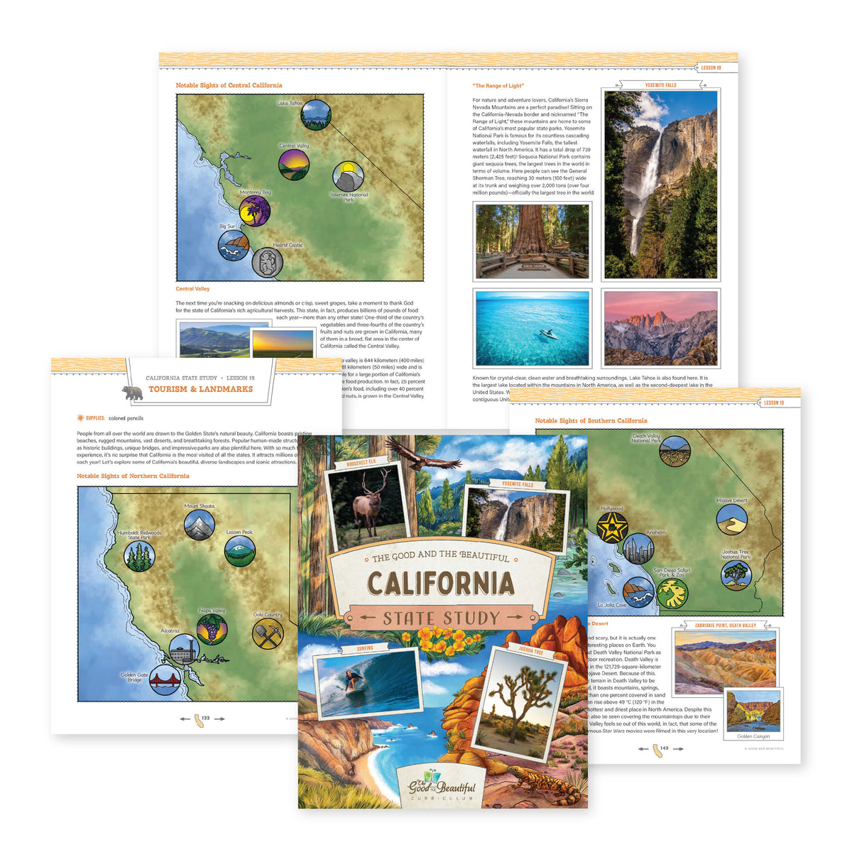 A collage of the California State Study materials | The Good and the Beautiful