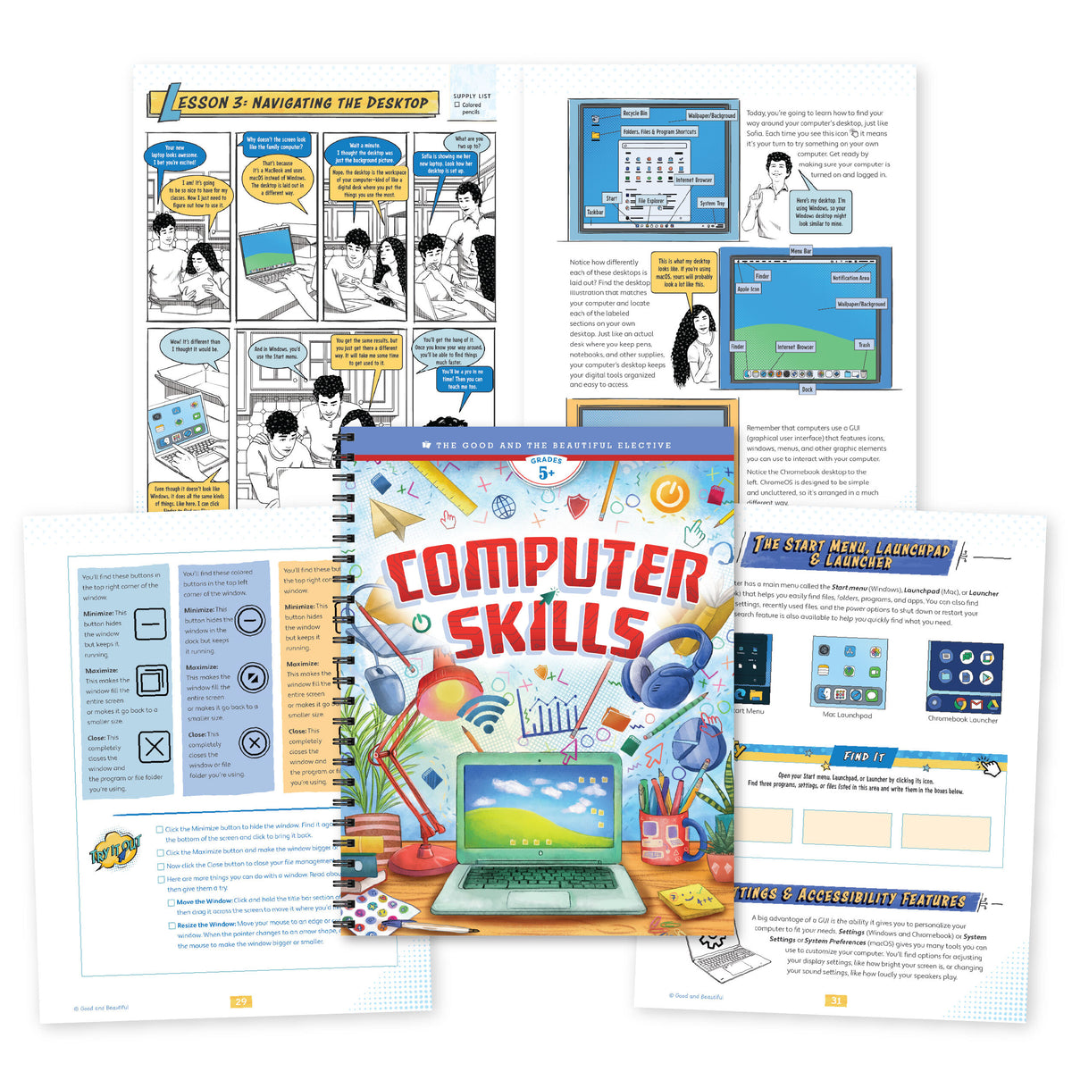 "Computer Skills" elective cover and sample pages | The Good and the Beautiful