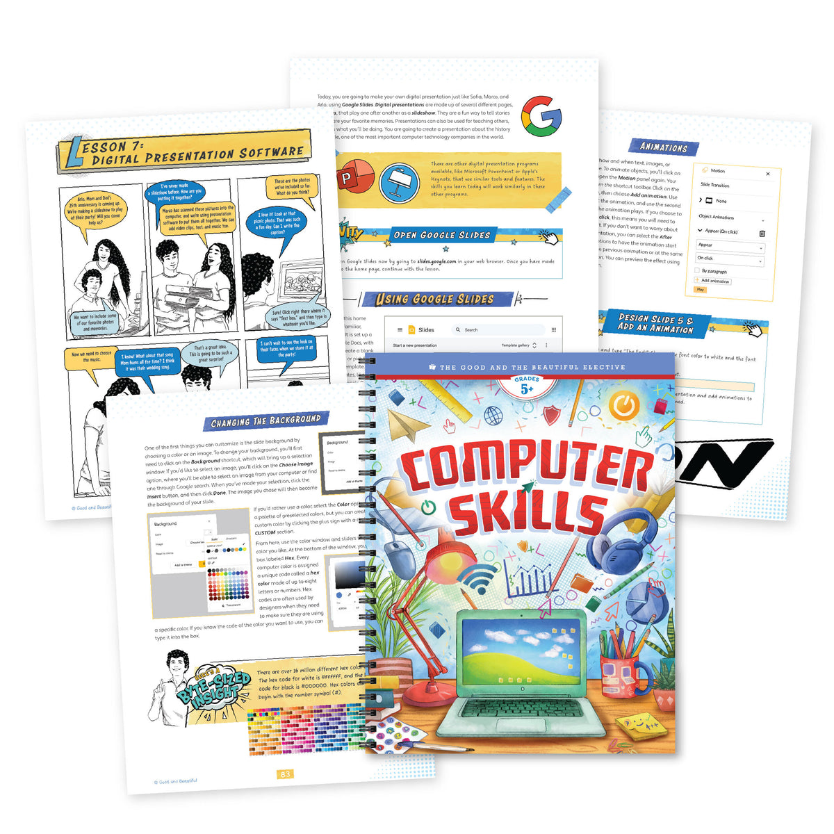 Sample pages and cover of elective "Computer Skills" | The Good and the Beautiful