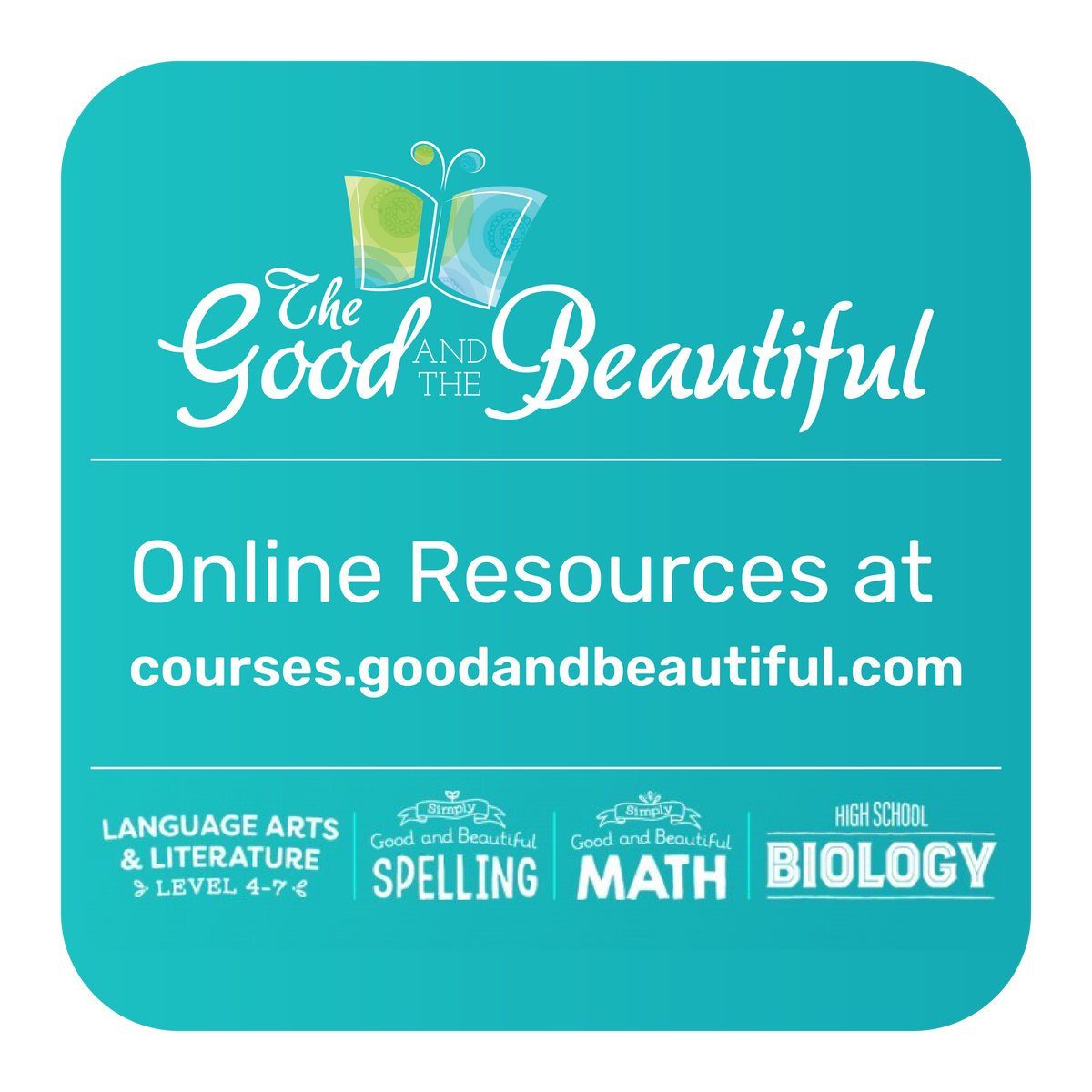 A blue icon for online course resources | The Good and the Beautiful