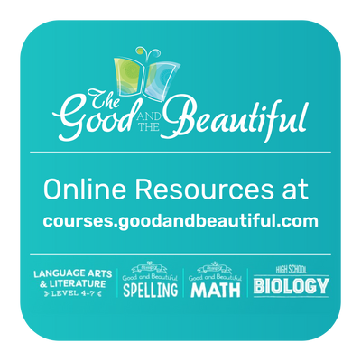 A blue icon for online course resources | The Good and the Beautiful