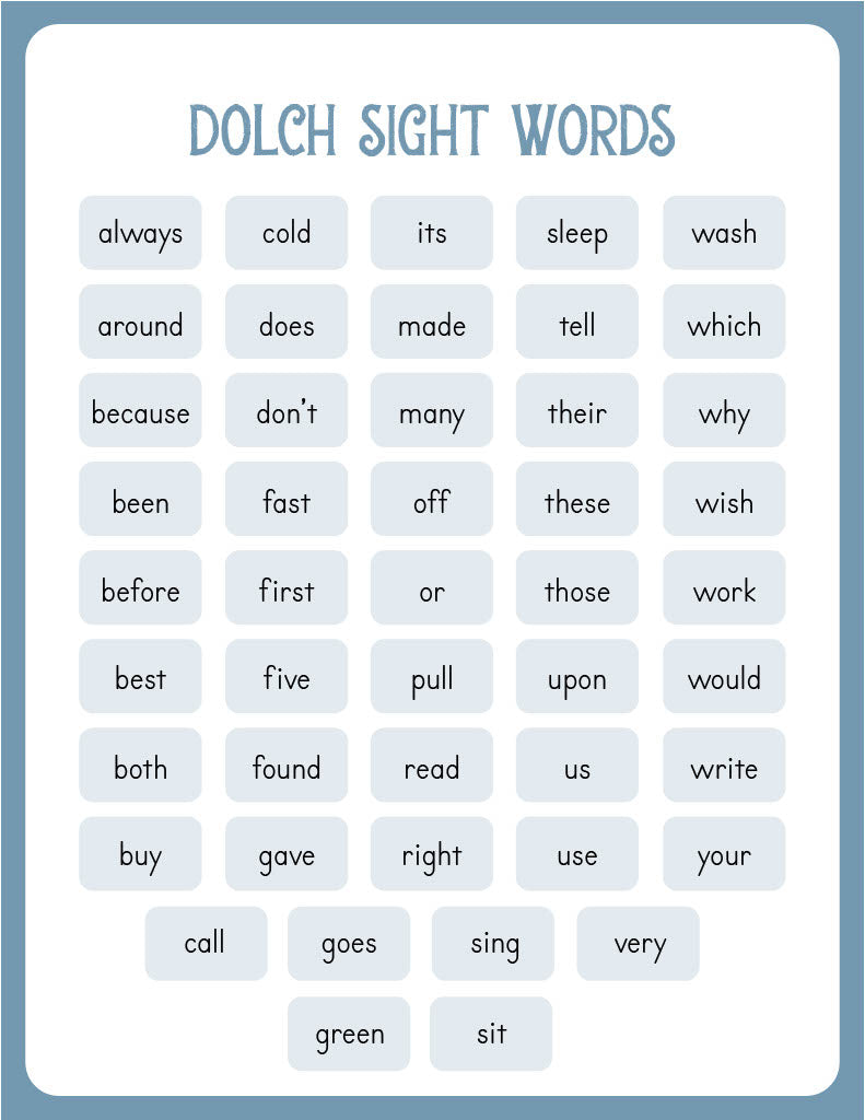 A list of Dolch sight words | The Good and the Beautiful