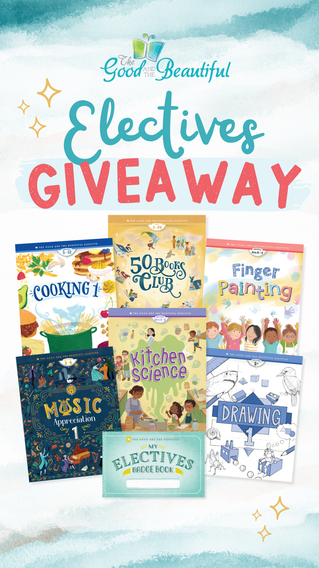 A collage of electives course covers with the text above "Electives Giveaway" | The Good and the Beautiful