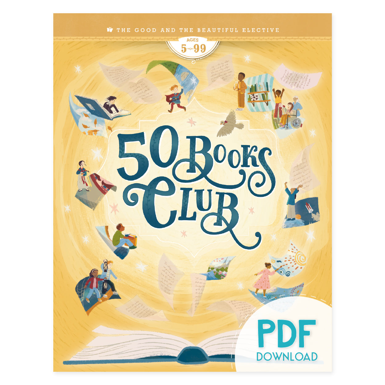 Elective cover for 50 Books Club in the PDF Download version | The Good and the Beautiful