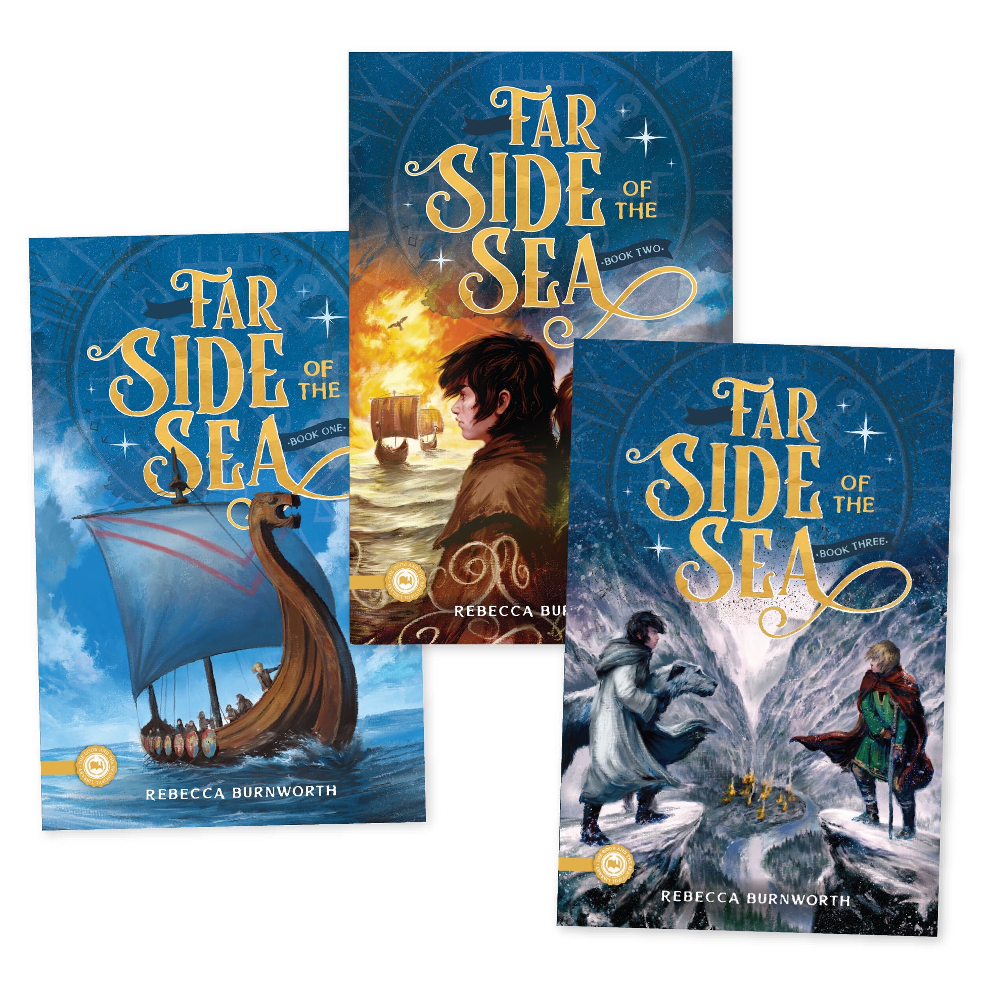 A collage of the Far Side of the Sea three book series | The Good and the Beautiful