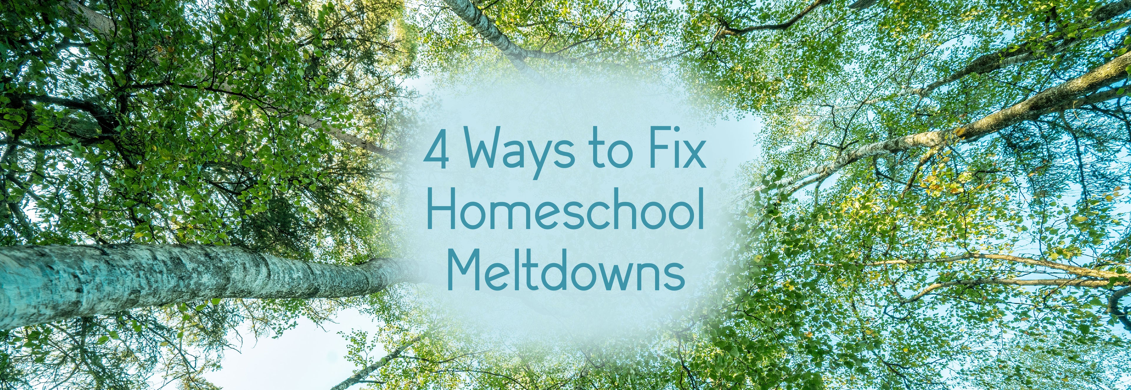 Four Ways to Fix Homeschool Meltdowns with trees and a blue sky in the background | The Good and the Beautiful