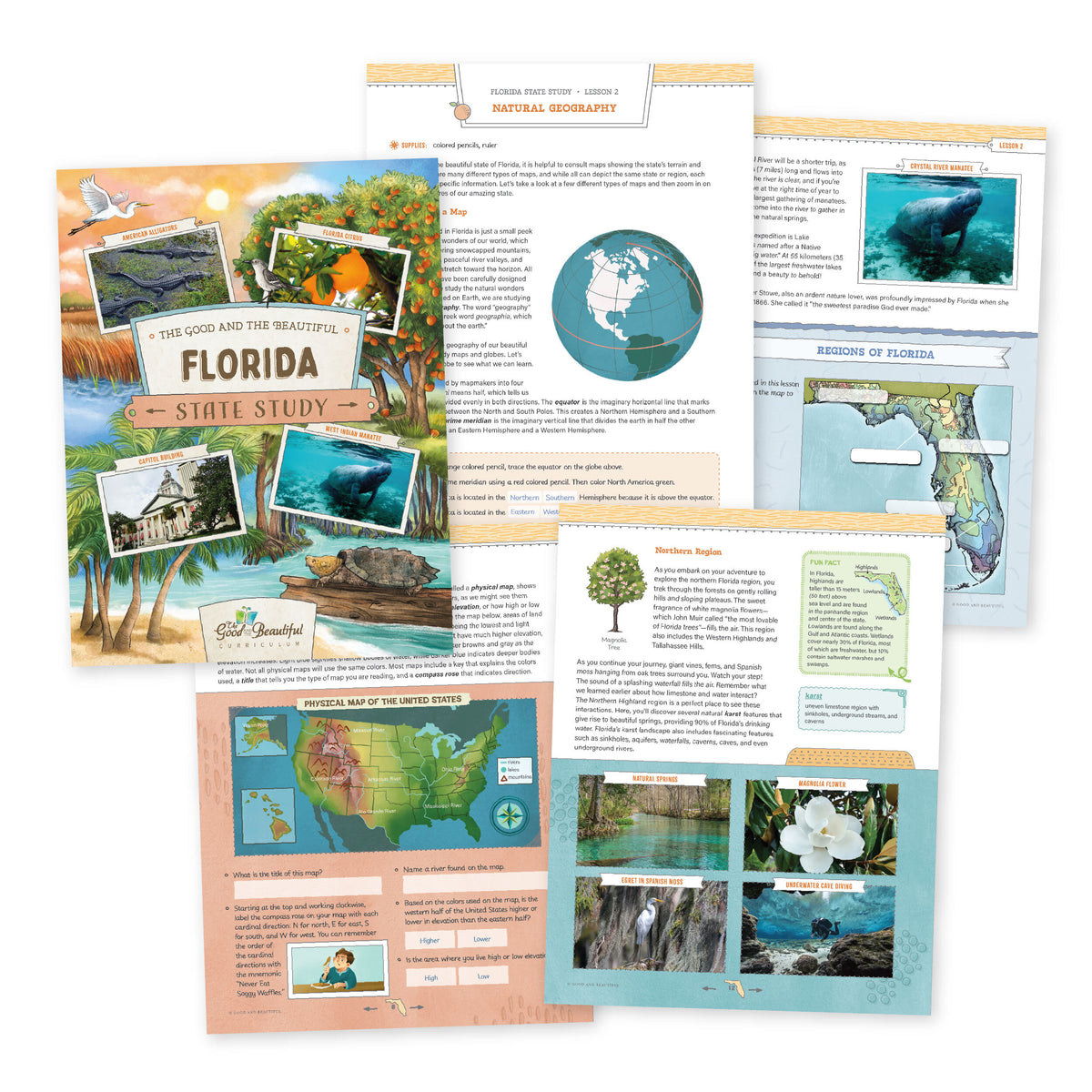 A collage of the Florida State Study materials | The Good and the Beautiful