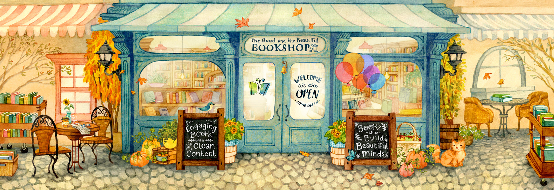 Fall Autumn Bookshop Banner | The Good and The Beautiful