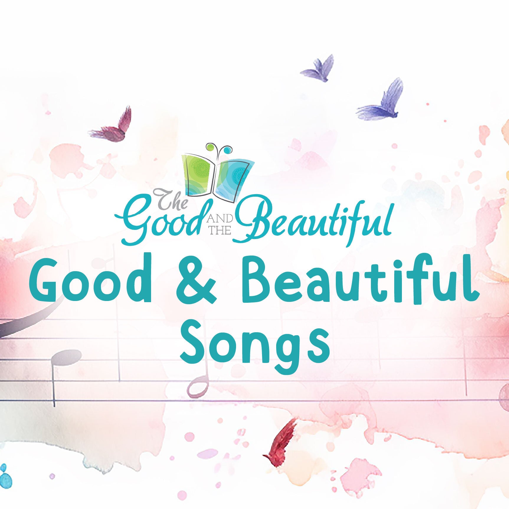 Paint splatter background with music notes and birds | The Good and the Beautiful