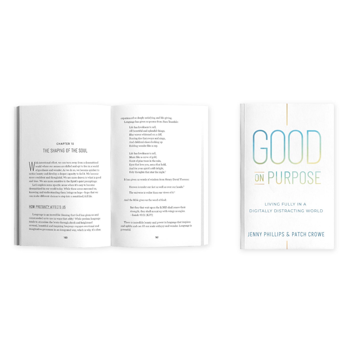 An open flatlay and cover of the book "Good on Purpose" by Jenny Phillips and Patch Crowe | The Good and the Beautiful