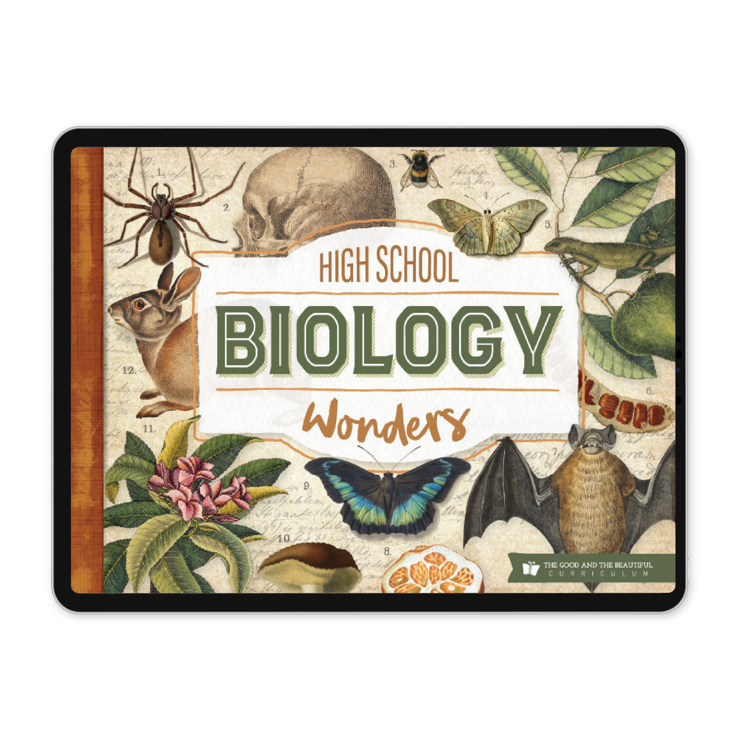 The High School Biology wonders downloadable book cover shown on a tablet | The Good and the Beautiful