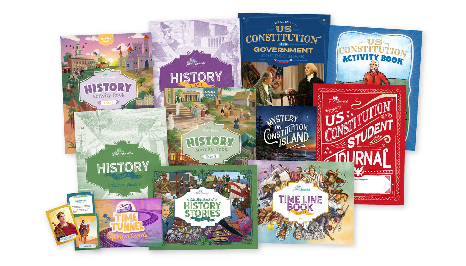 Collage of history year 1 curriculum book covers | The Good and the Beautiful