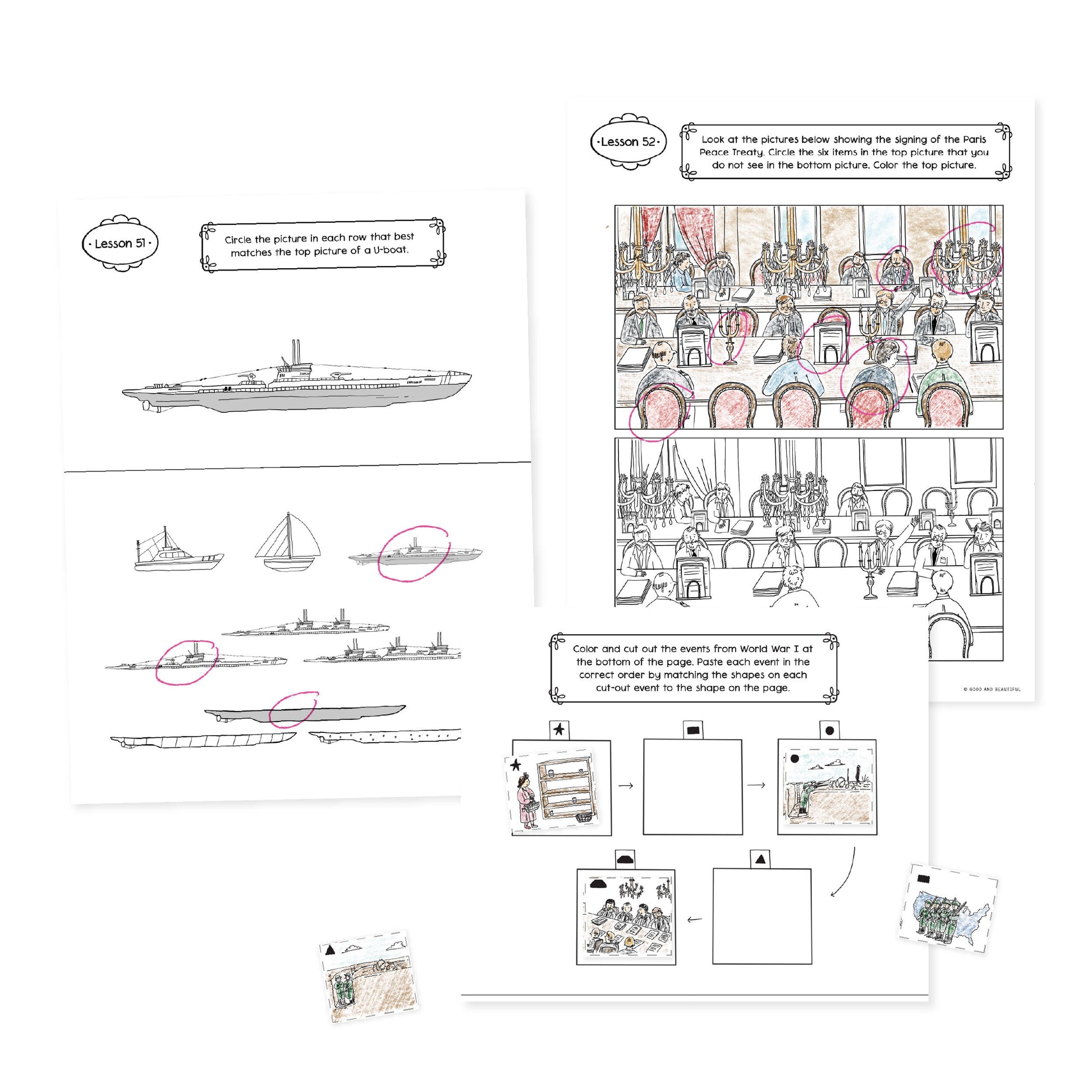 Lesson and activity pages from History Activity Book Year 2 | The Good and the Beautiful