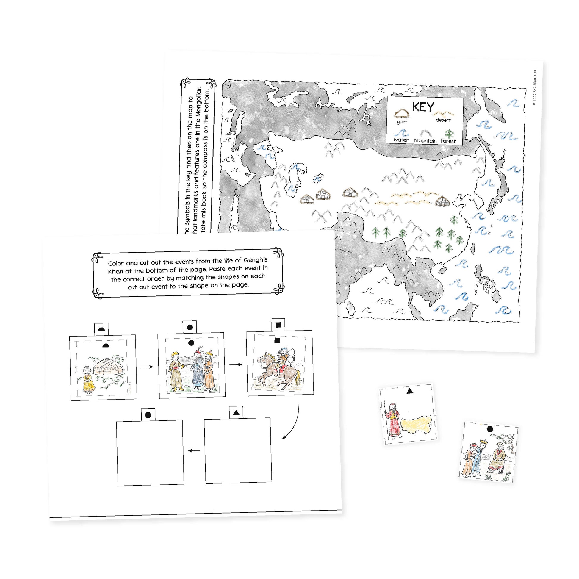 Map and timeline activities from History Activity Book year 2 | The Good and the Beautiful