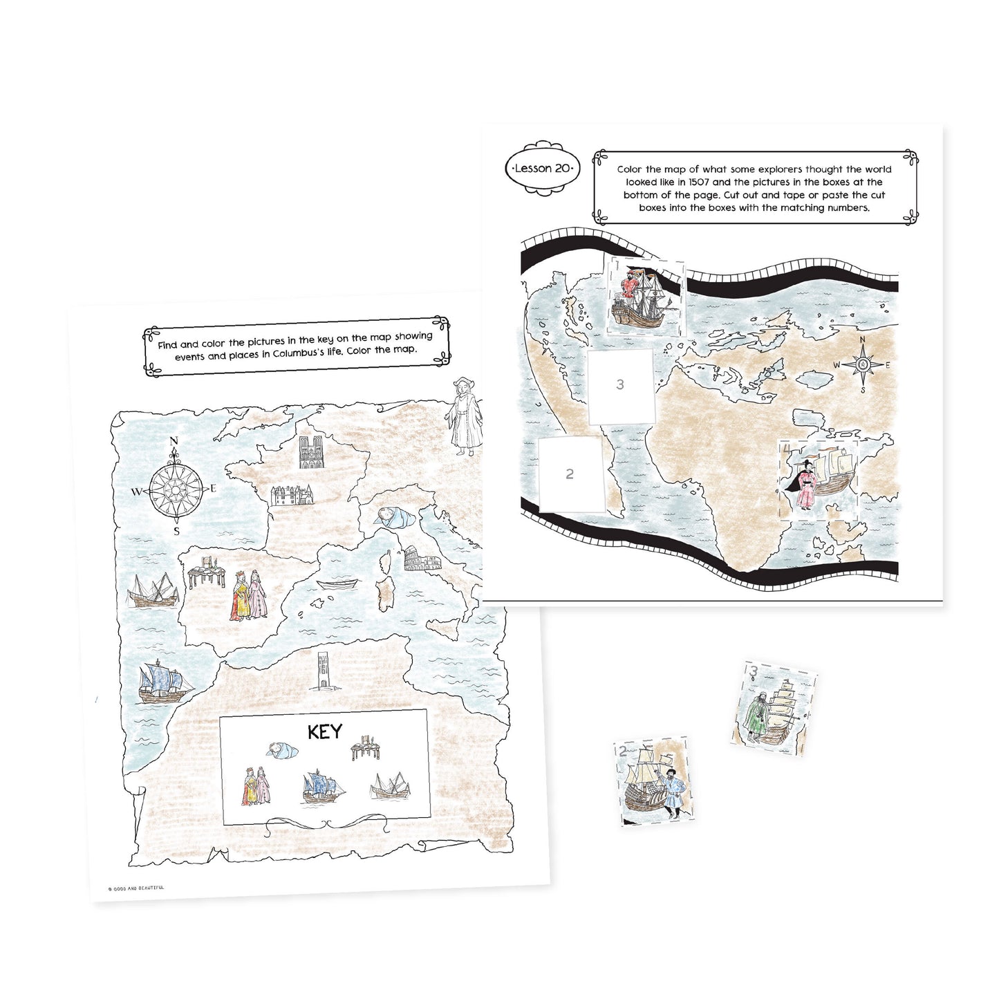 Two lesson pages from the History Year 2 Activity Book for grades K through 2 | The Good and the Beautiful