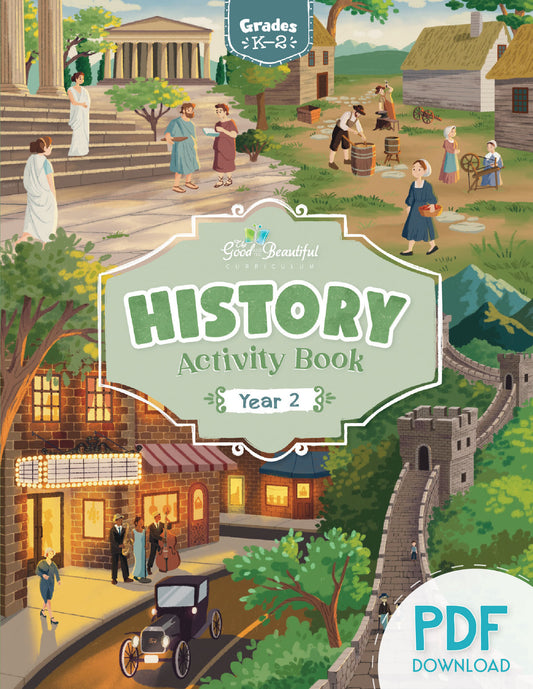 History Activity Book Year 2 Cover Images of different times in history PDF Download | The Good and the Beautiful