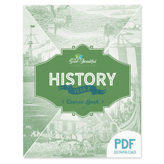 The cover of the History year 2 course book as the PDF download version | The Good and the Beautiful