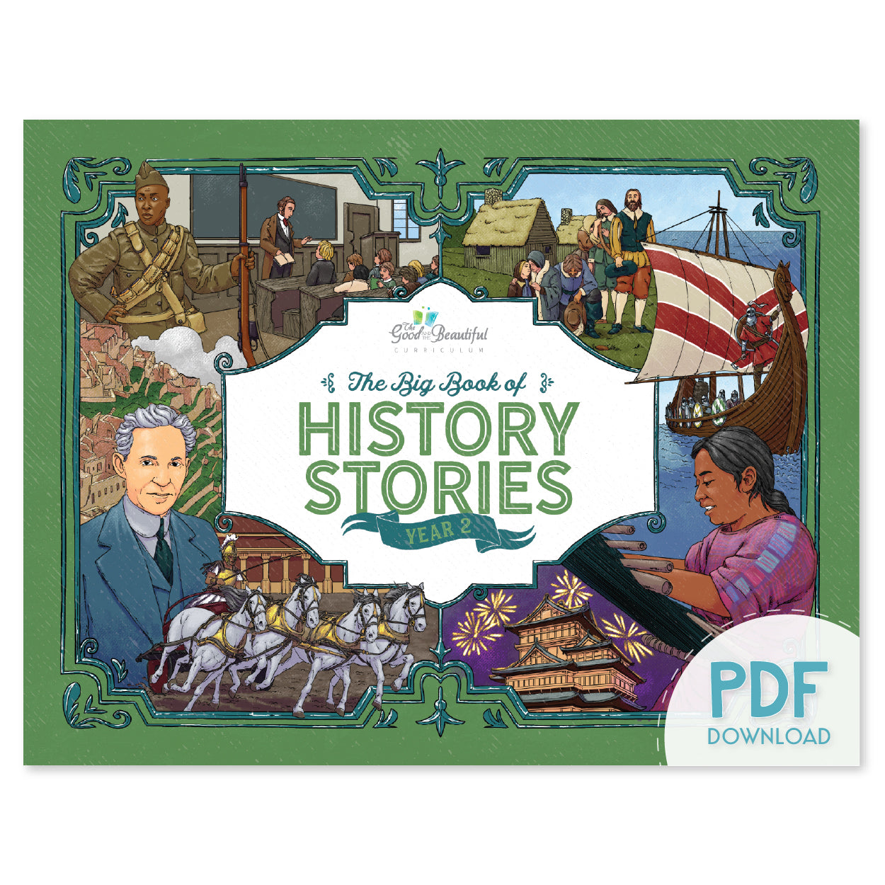 The cover of The Big Book of History Stories: year 2 as the PDF download version | The Good and the Beautiful