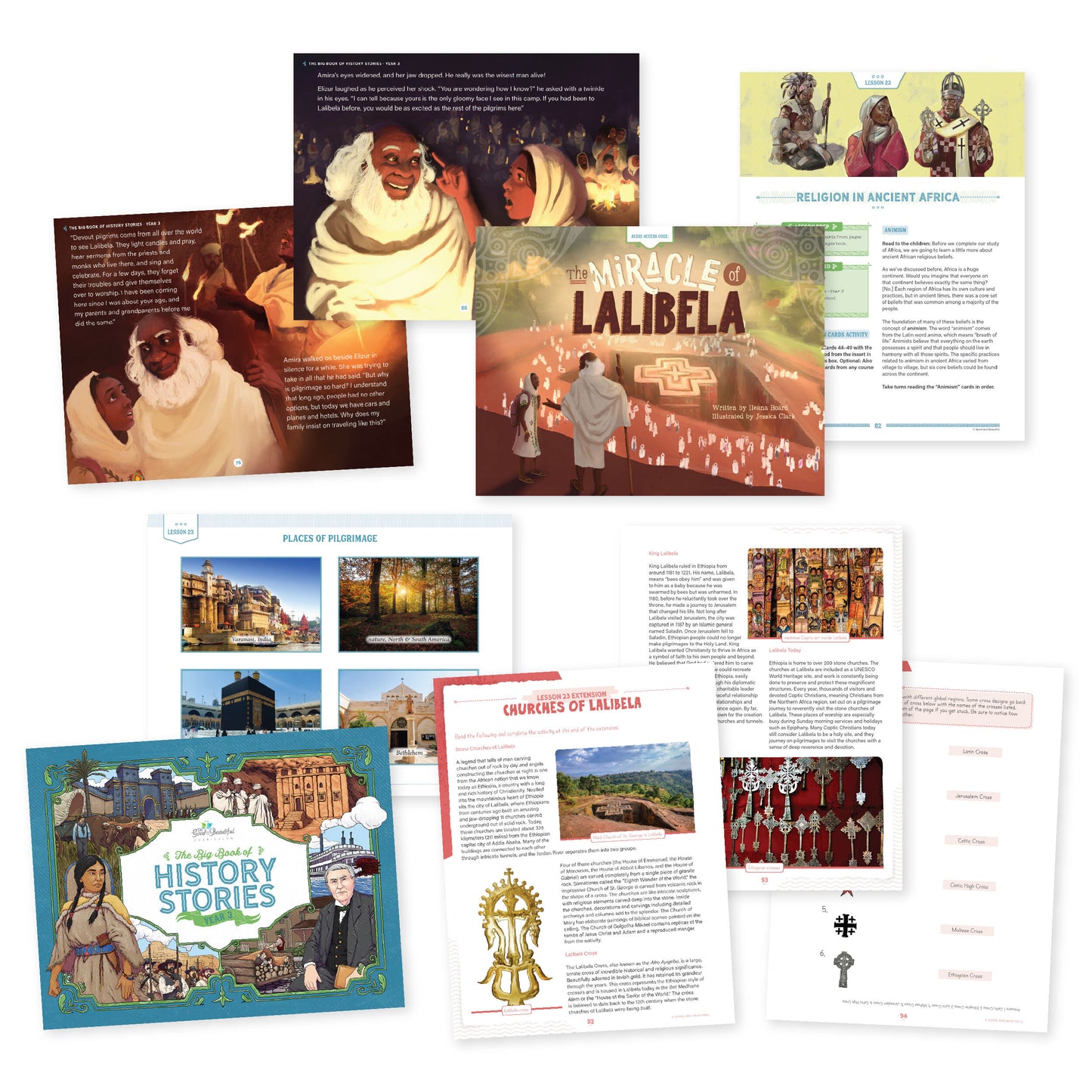 The big book of history stories year 3 and "The Miracle of Lalibela" book with sample pages | The Good and the Beautiful