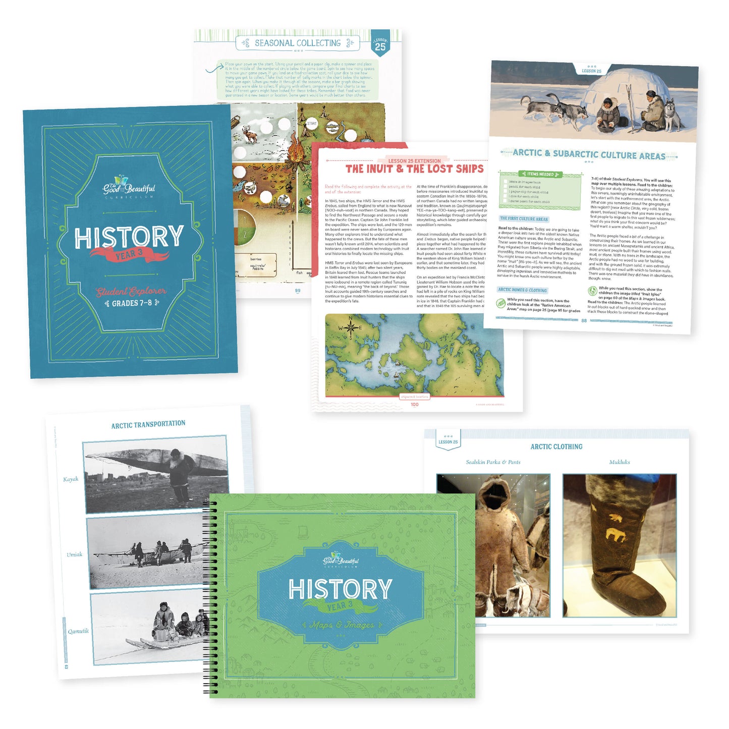History Year 3 student explorer grades 7-8 with sample pages and History Year 3 Maps and Images with sample pages | The Good and the Beautiful