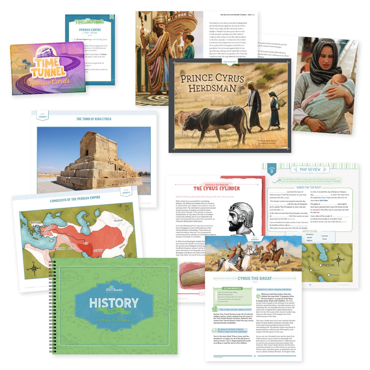 History Year 3 Maps and Images with sample pages and "Prince Cyrus and the Herdsman" with sample pages | The Good and the Beautiful