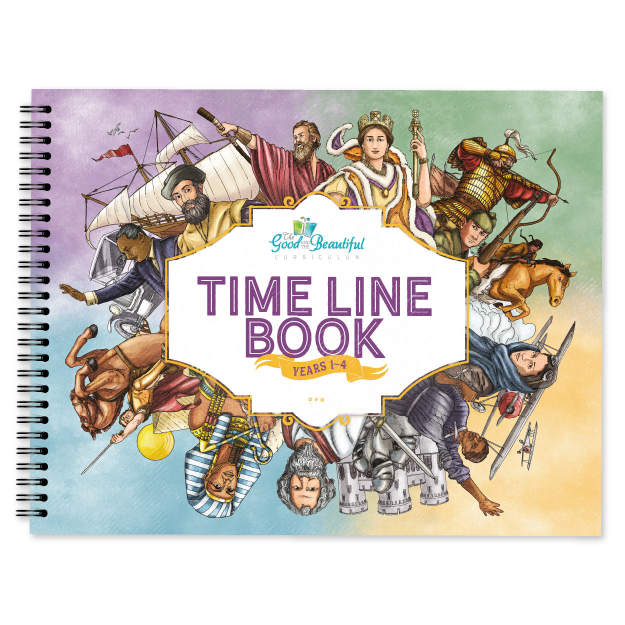 The spiral bound Time Line Book cover for years 1-4 of History | The Good and the Beautiful
