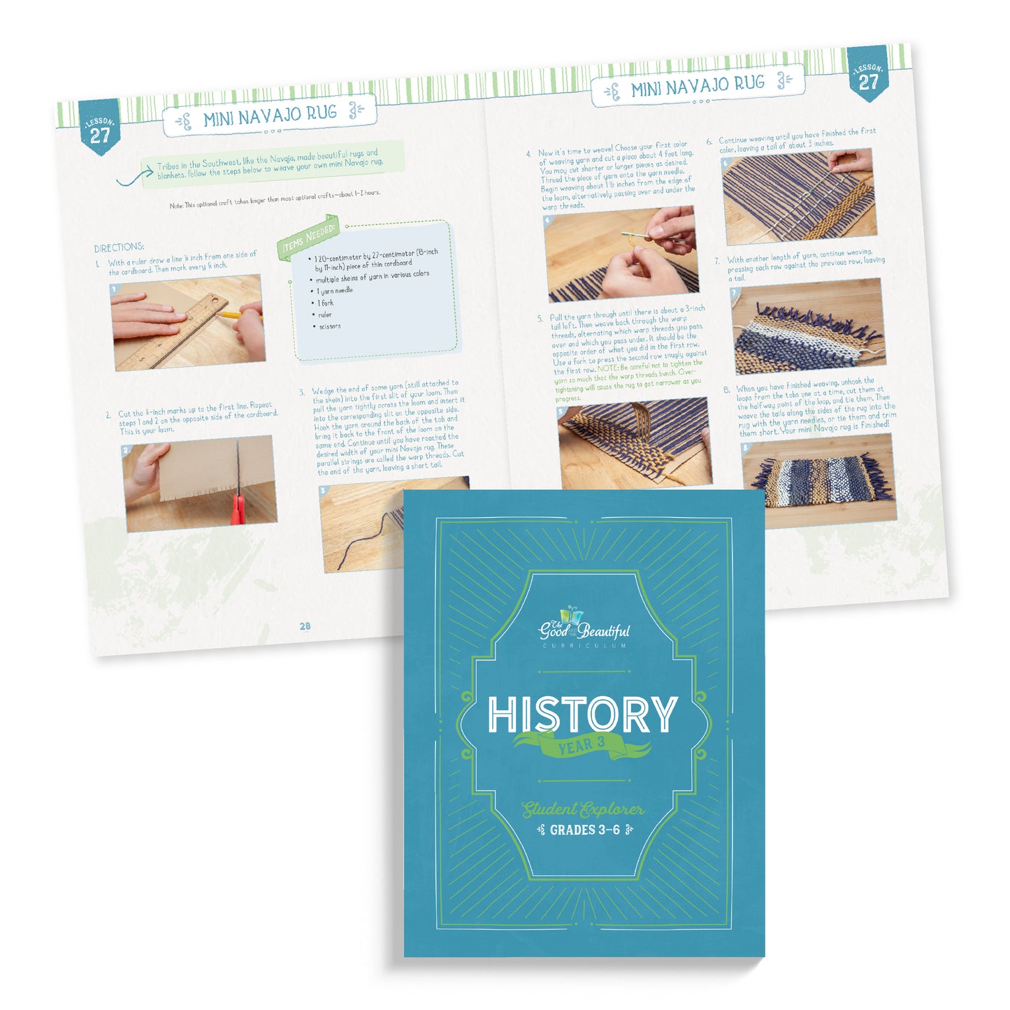 History Year 3 student explorer for grades 3-6 with two sample pages from lesson 27 | The Good and the Beautiful