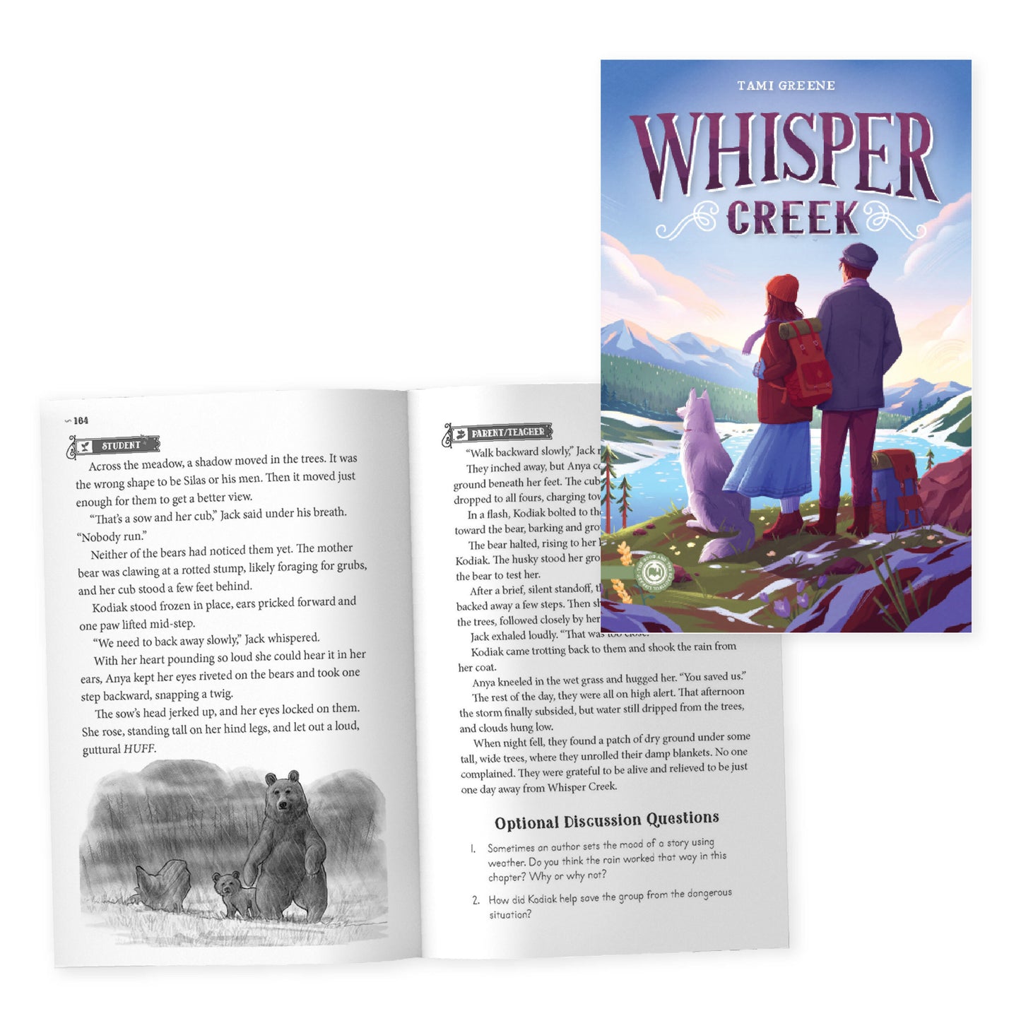 The book "Whisper Creek" written by Tami Greene with a two-page look inside | The Good and the Beautiful