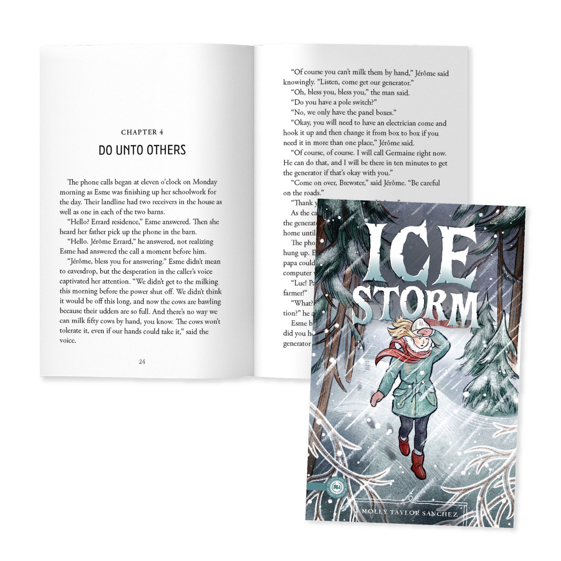 The book cover of "Ice Storm" by Molly Taylor Sanchez with a preview of chapter 4 | The Good and the Beautiful