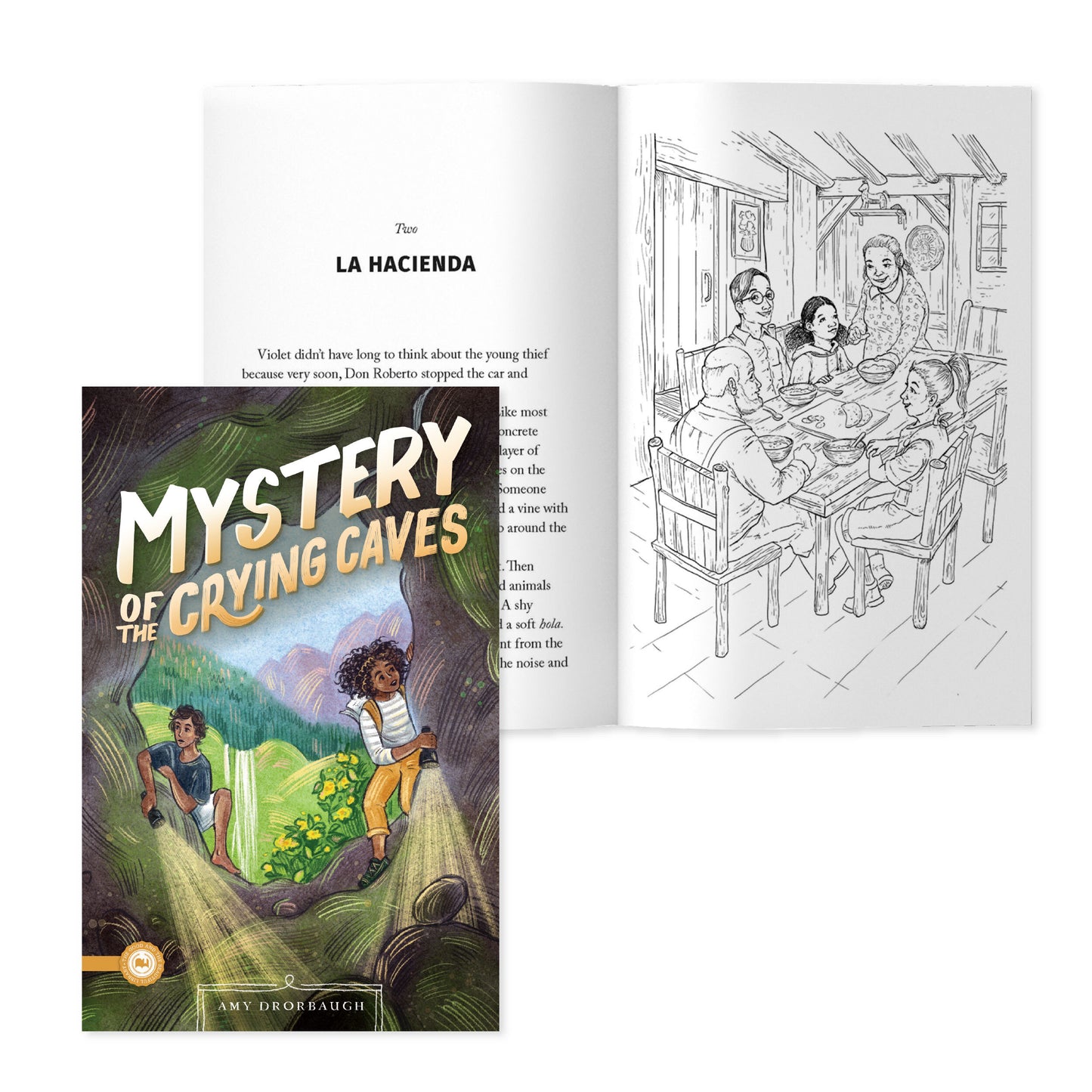 The cover of the book "Mystery of the Crying Caves" by Amy Drorbaugh and a preview of chapter 2 | The Good and the Beautiful