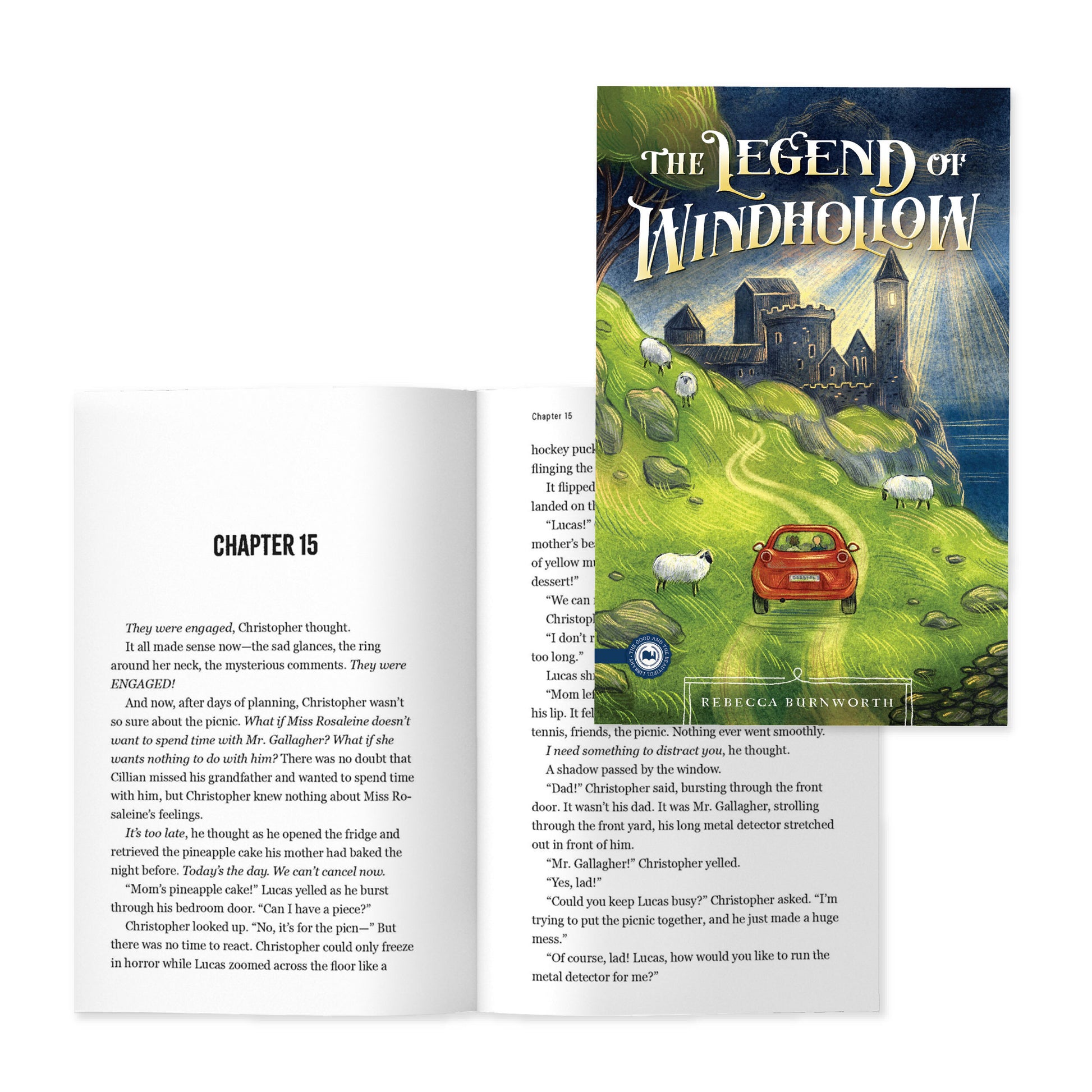 The book cover of "The Legend of Windhollow" by Rebecca Burnworth and a preview of chapter 15 | The Good and the Beautiful