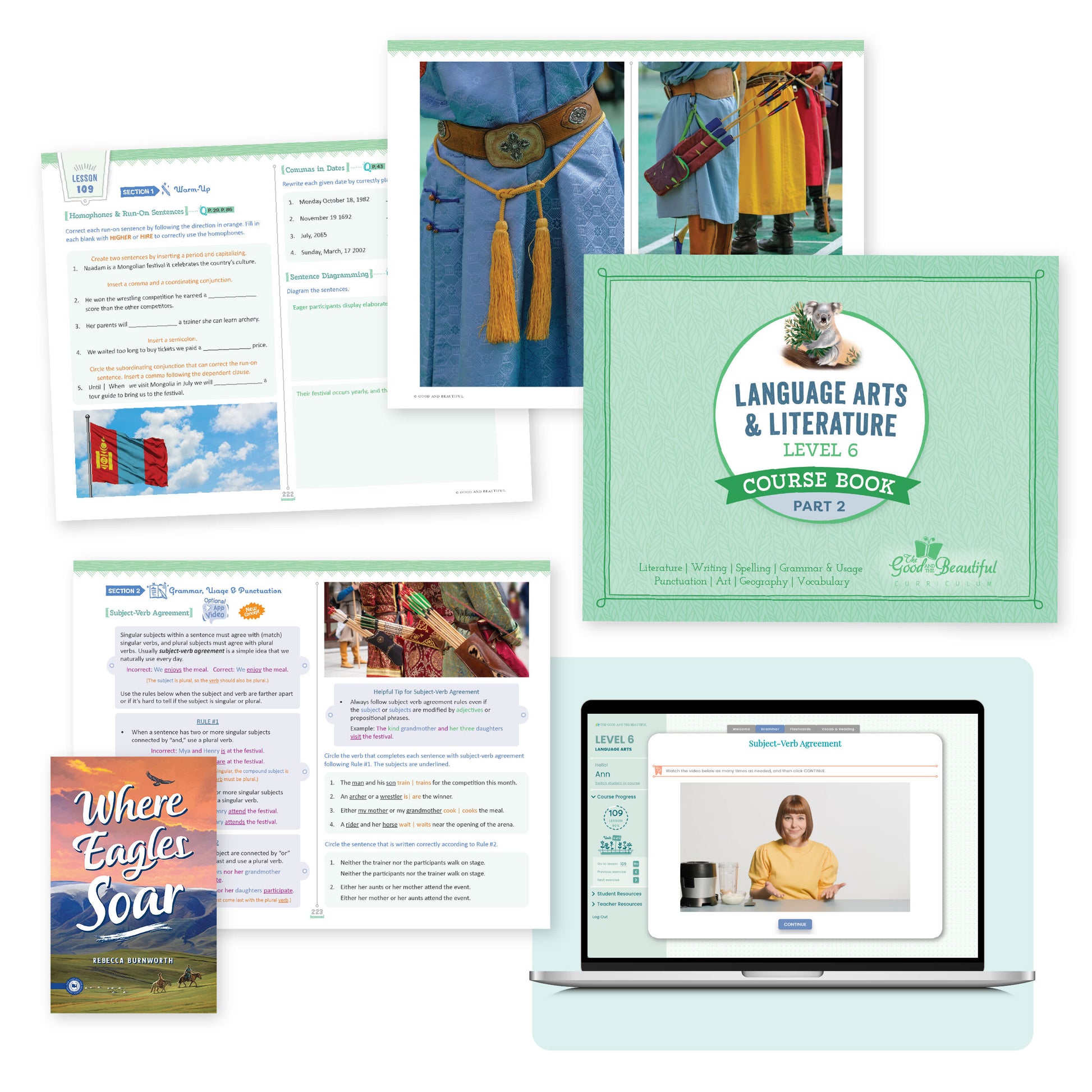Language arts level 6 course book part 2 with three sample pages | The Good and the Beautiful