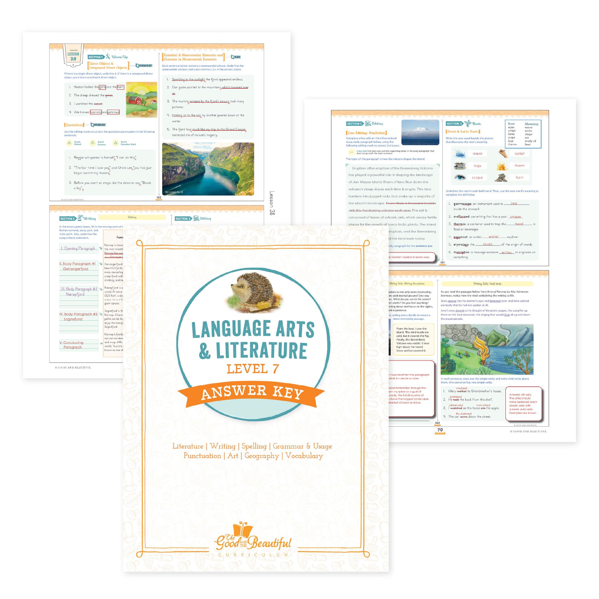Level 7 language arts answer key with sample pages | The Good and the Beautiful